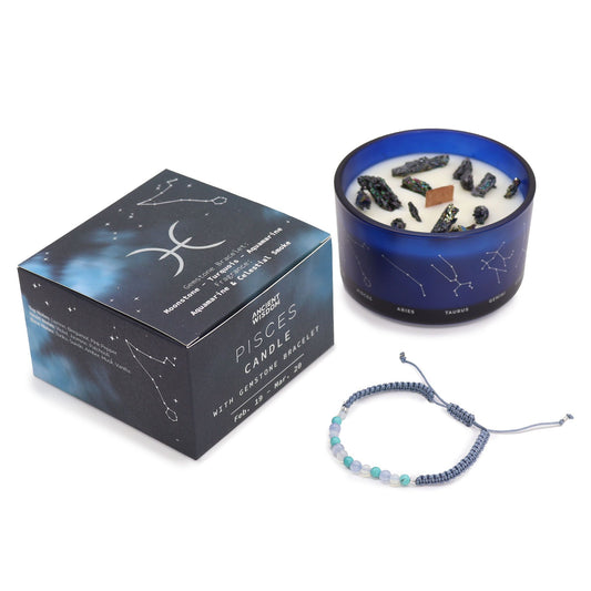 Sternzeichen Kristallkerze & Edelstein-Armband – Fische (Pisces)