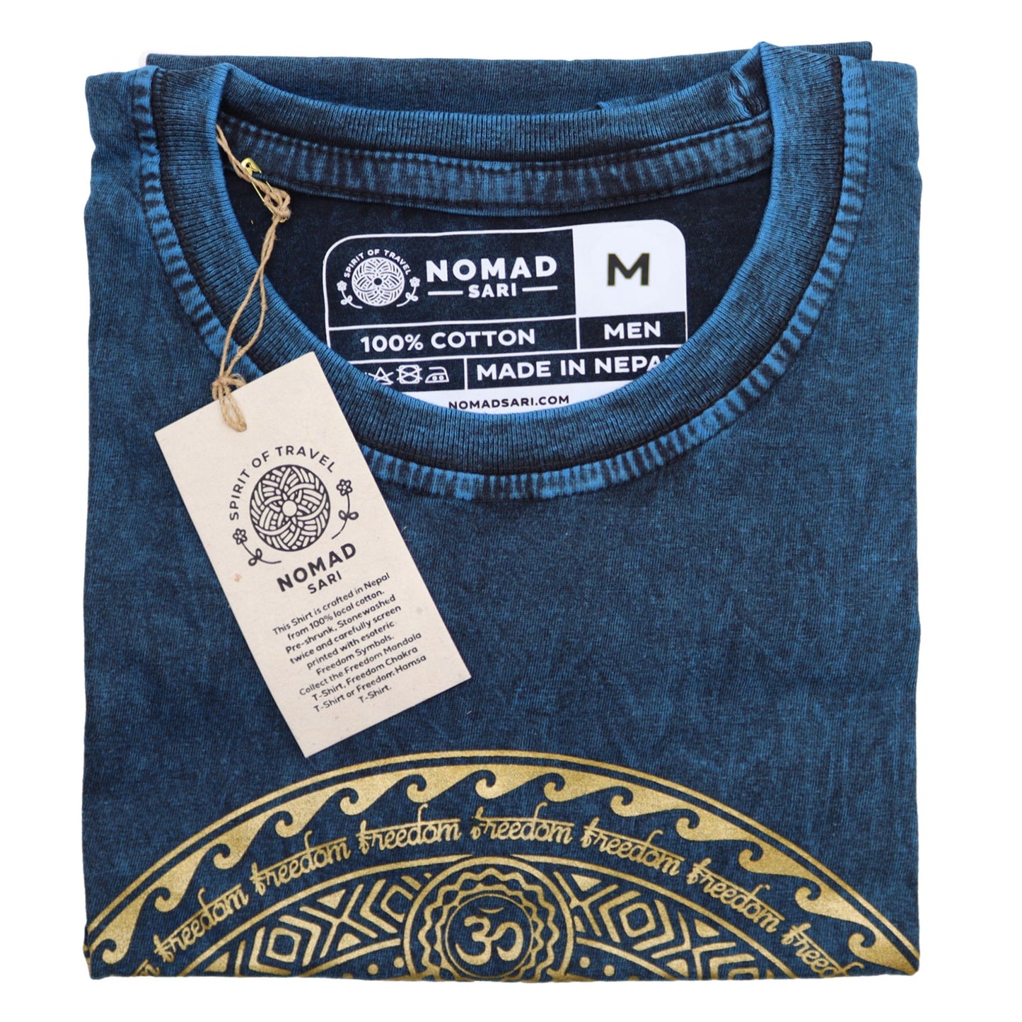 Nomad Sari Stonewashed T-Shirt – Chakra – Blau – Größe M