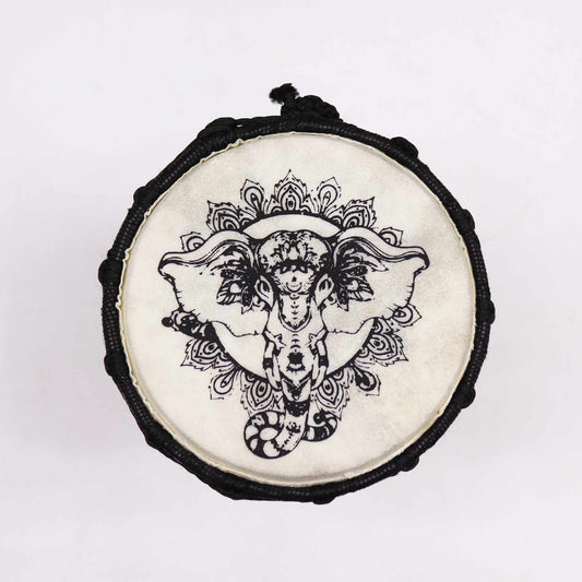 Handgefertigte Djembe Trommel mit breitem Kopf – Elefant 20cm