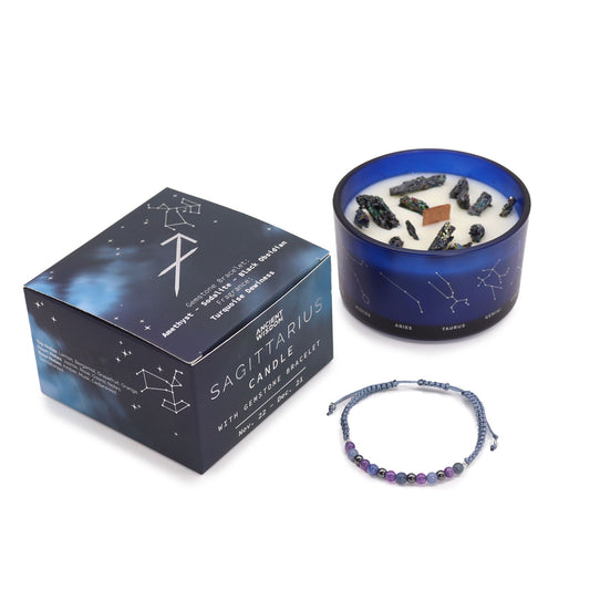 Sternzeichen Kristallkerze & Edelstein-Armband – Schütze (Sagittarius)