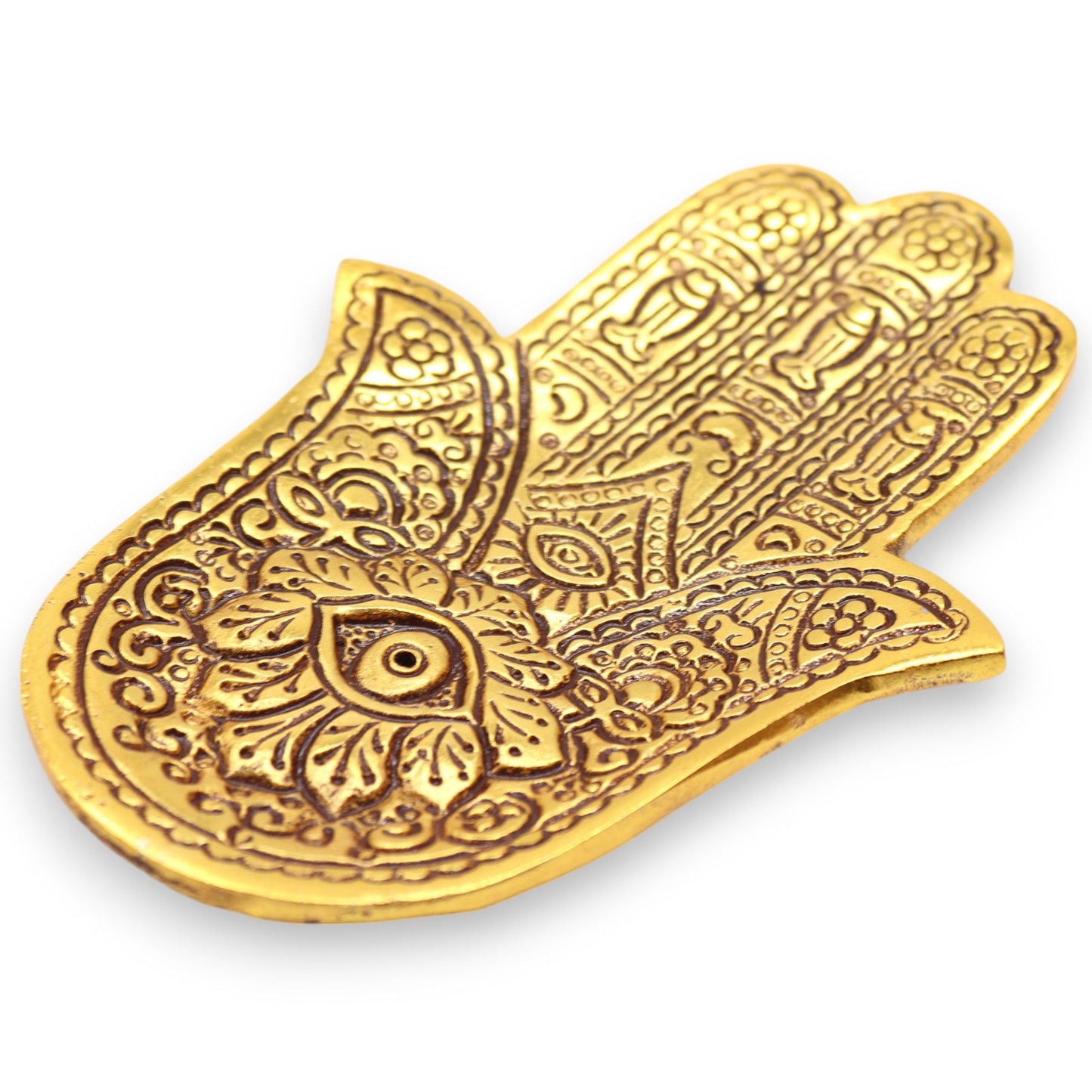 Goldener Hamsa Räucherstäbchen-Halter aus Aluminium 13x5,5cm
