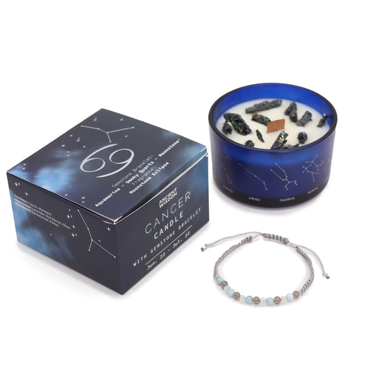 Sternzeichen Kristallkerze & Edelstein-Armband – Krebs (Cancer)