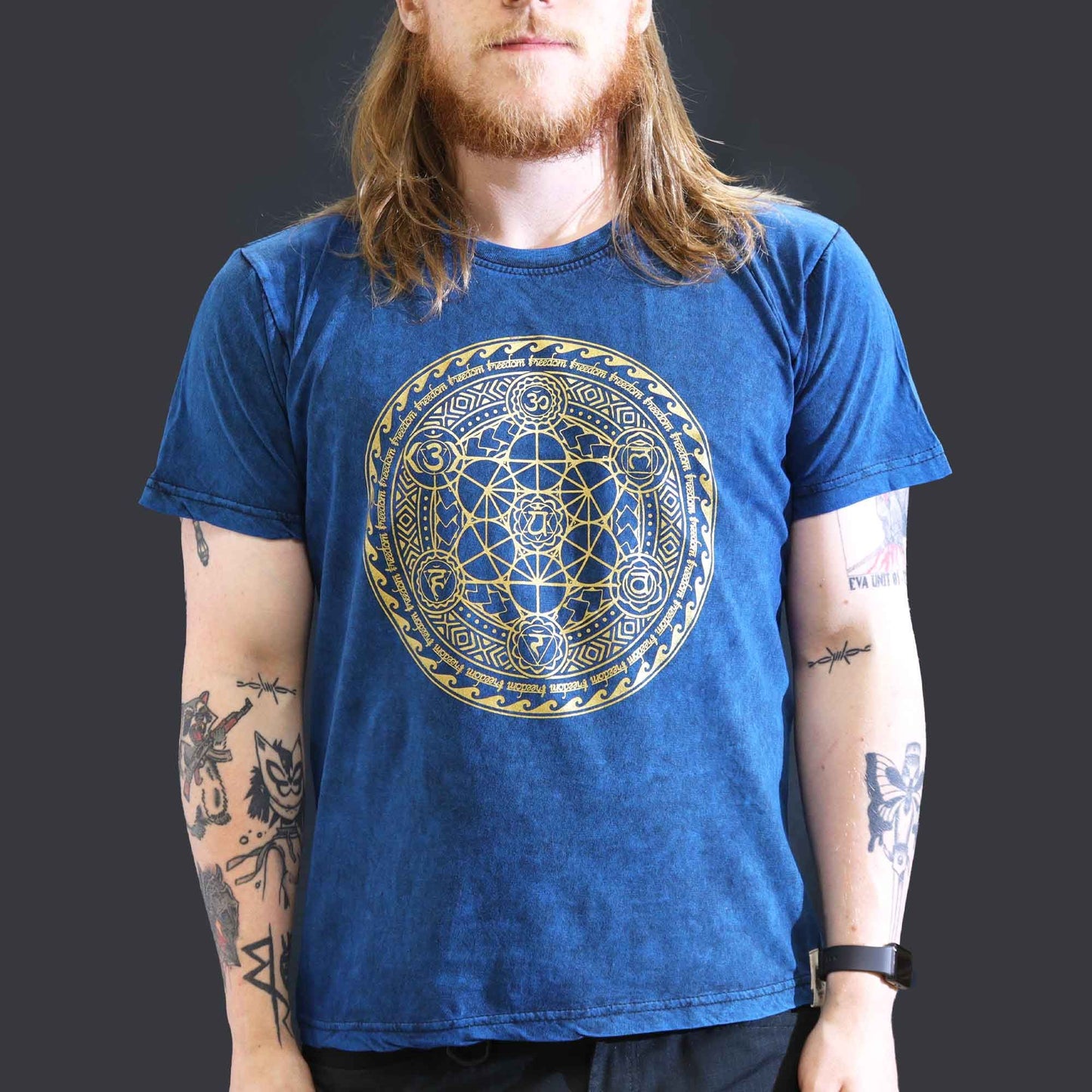 Nomad Sari Stonewashed T-Shirt – Chakra – Blau – Größe L