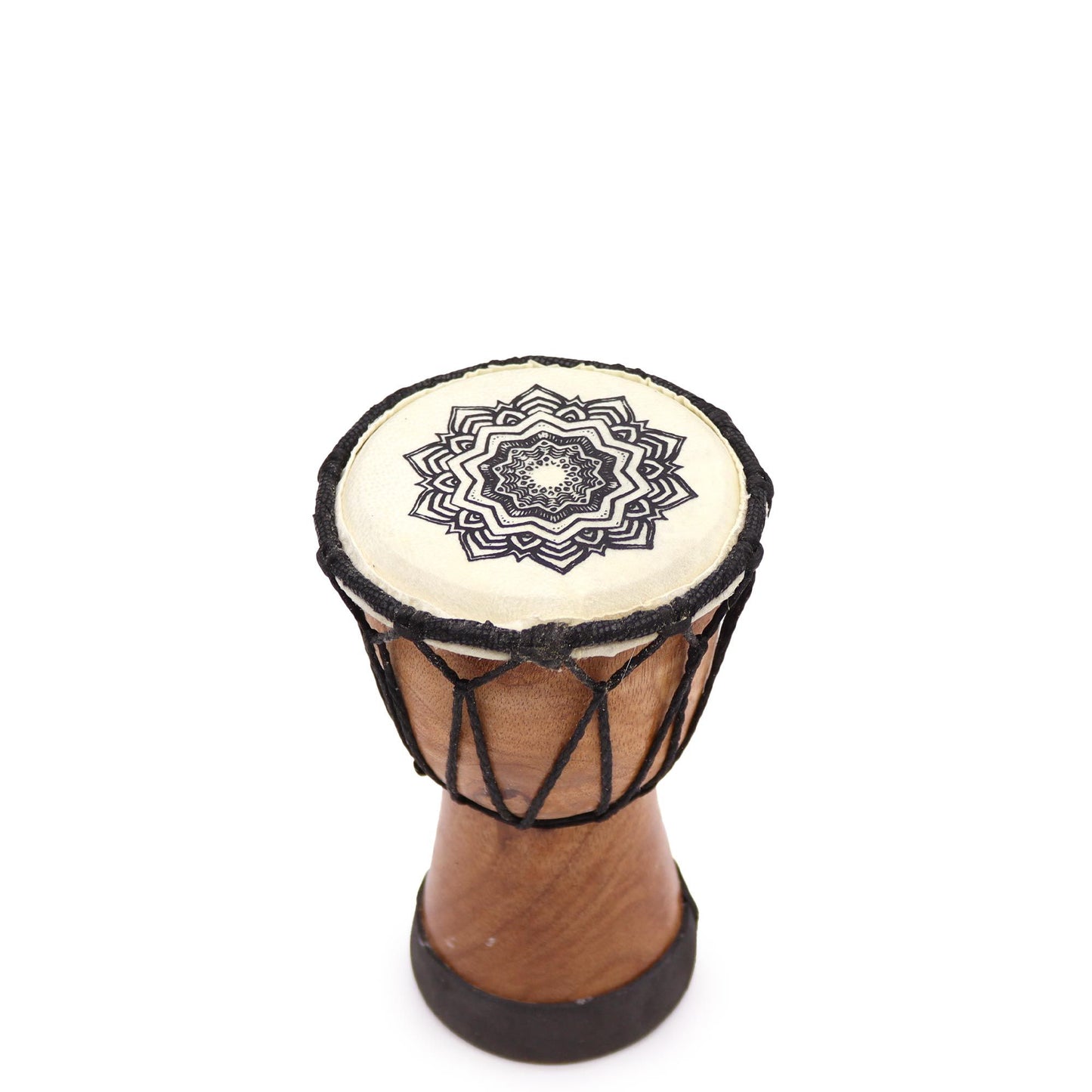 Handgefertigte Djembe Trommel mit breitem Kopf – Mandala 15cm