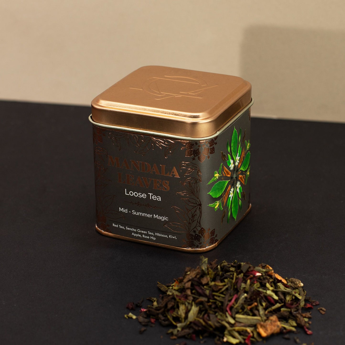 50g Pu-Erh & Grüntee – Hibiskus, Apfel & Erdbeere | Mid-summer Magic (Dose)