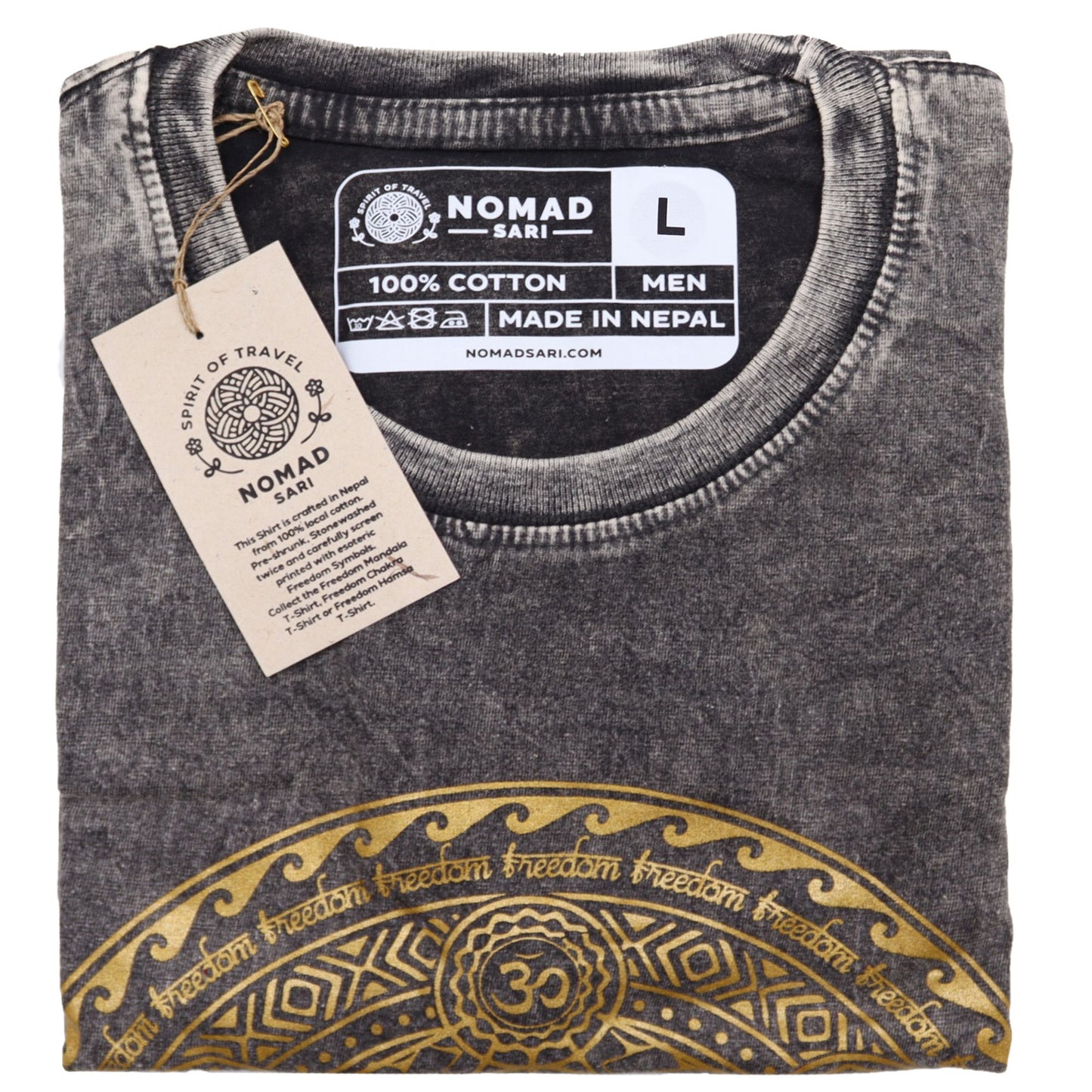 Nomad Sari Stonewashed T-Shirt – Chakra – Dunkelgrau – Größe L