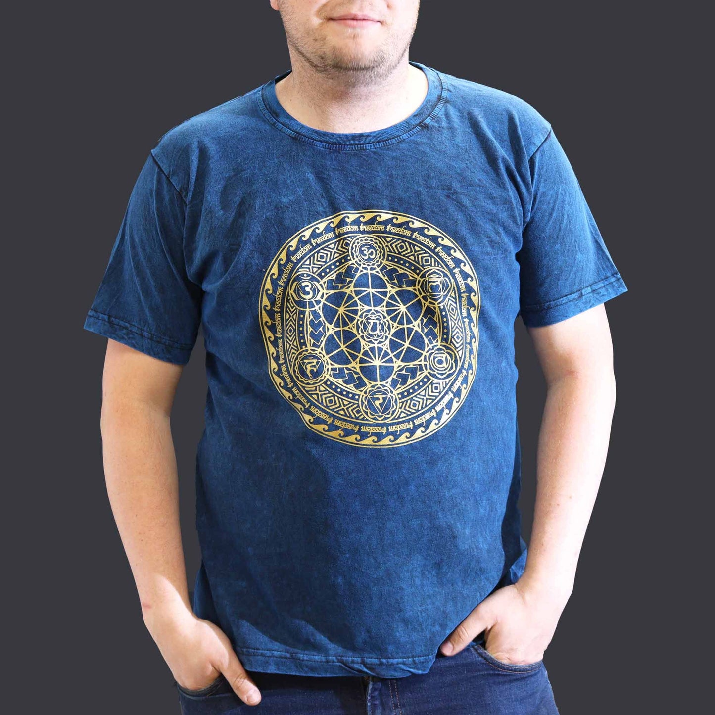 Nomad Sari Stonewashed T-Shirt – Chakra – Blau – Größe XL