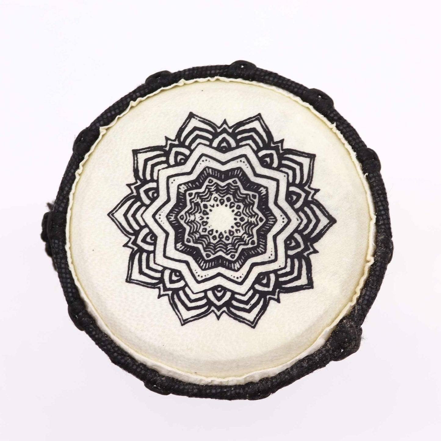 Handgefertigte Djembe Trommel mit breitem Kopf – Mandala 15cm