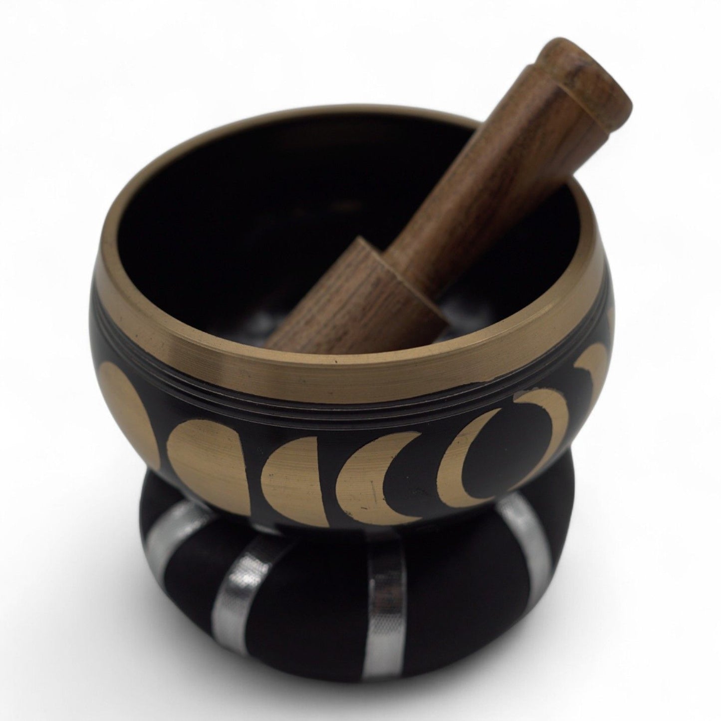 Tibetische Klangschalen-Set Mondphasen – Schwarz 10,7cm