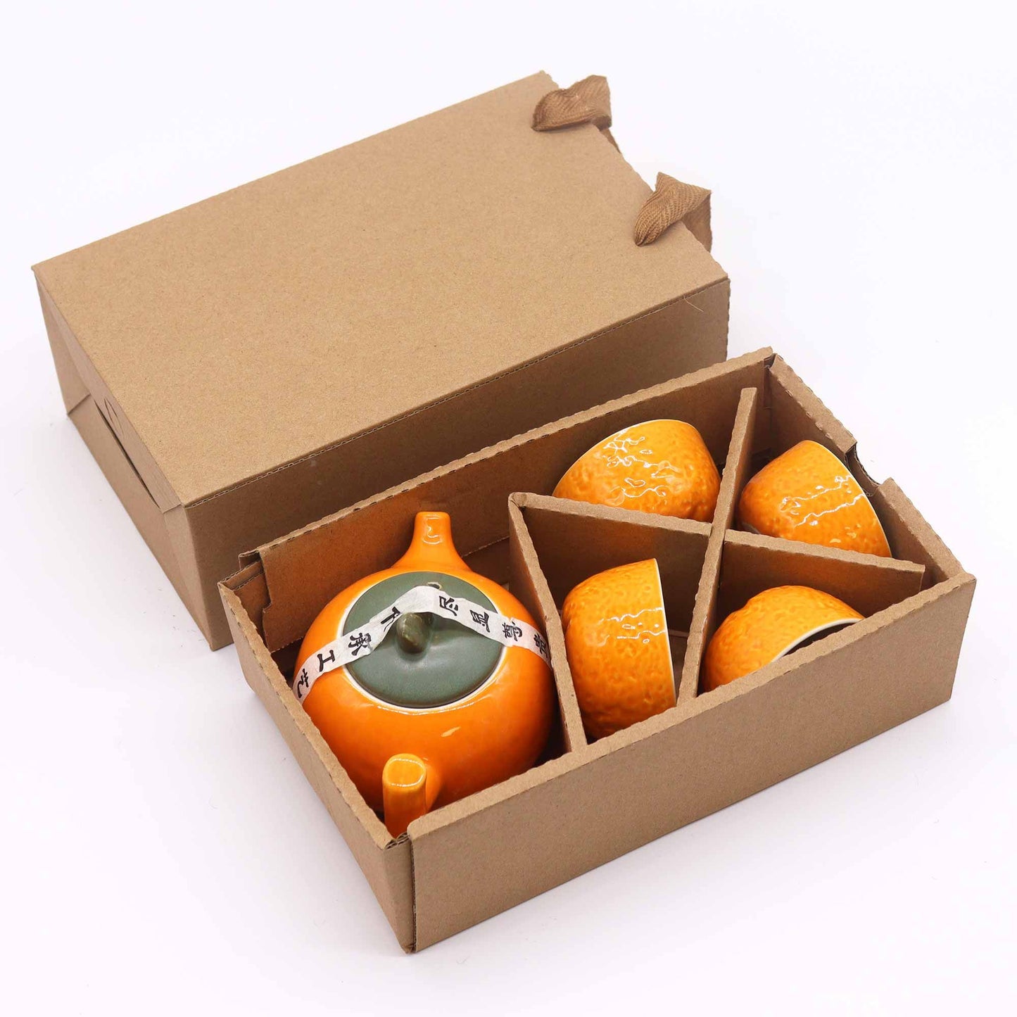 Kräuterteeset Orange – Kanne & 4 Tassen