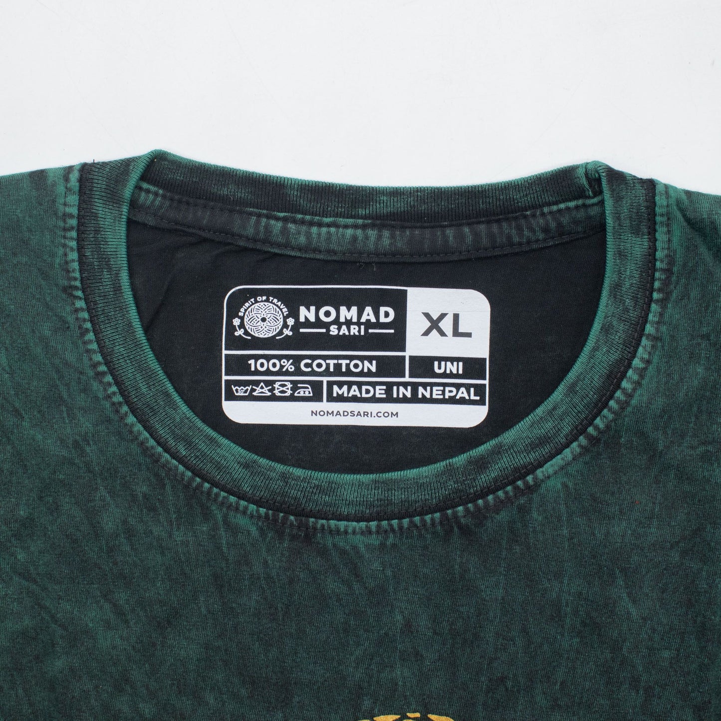 Nomad Sari Stonewashed T-Shirt – Lebensbaum – Grün – Größe XL