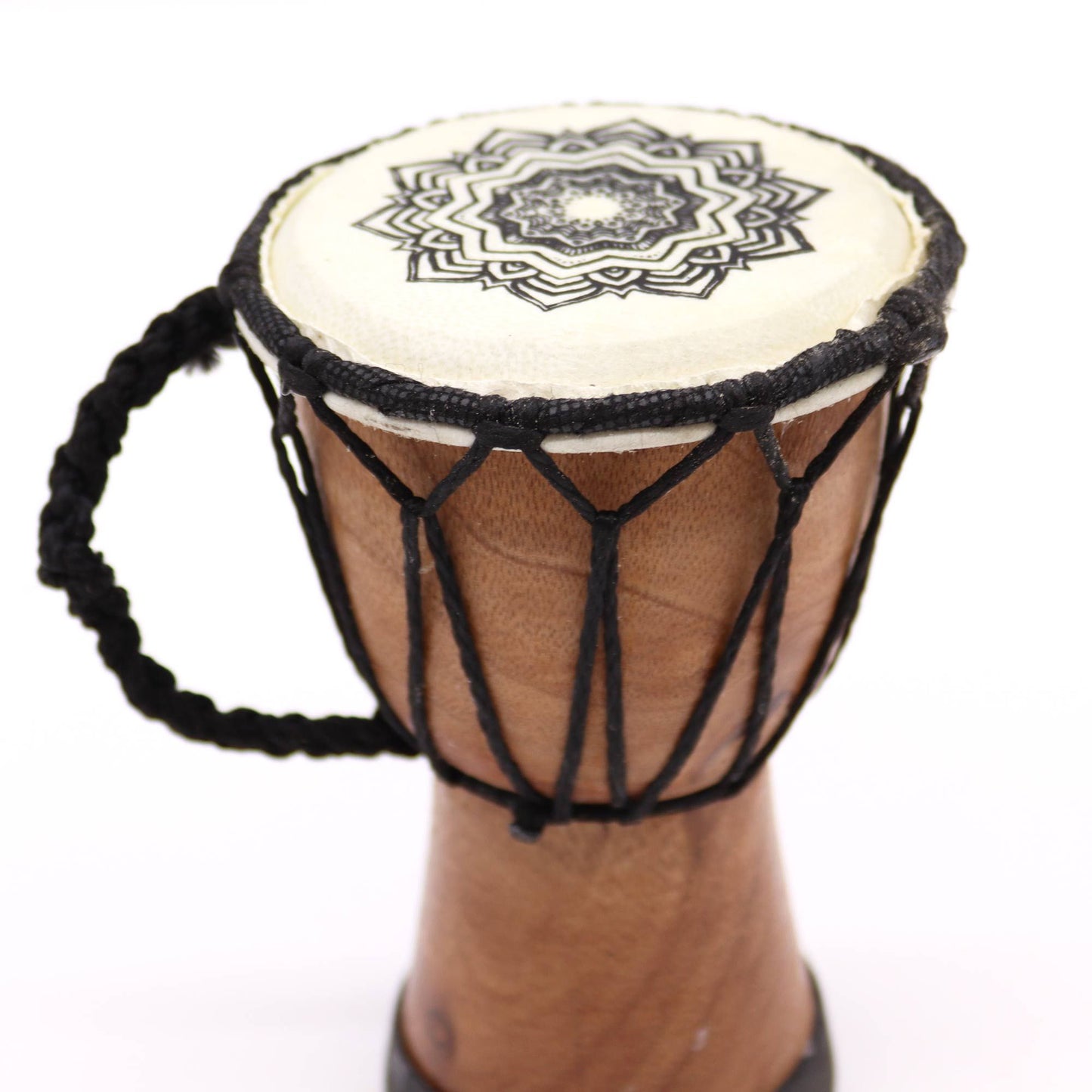 Handgefertigte Djembe Trommel mit breitem Kopf – Mandala 15cm