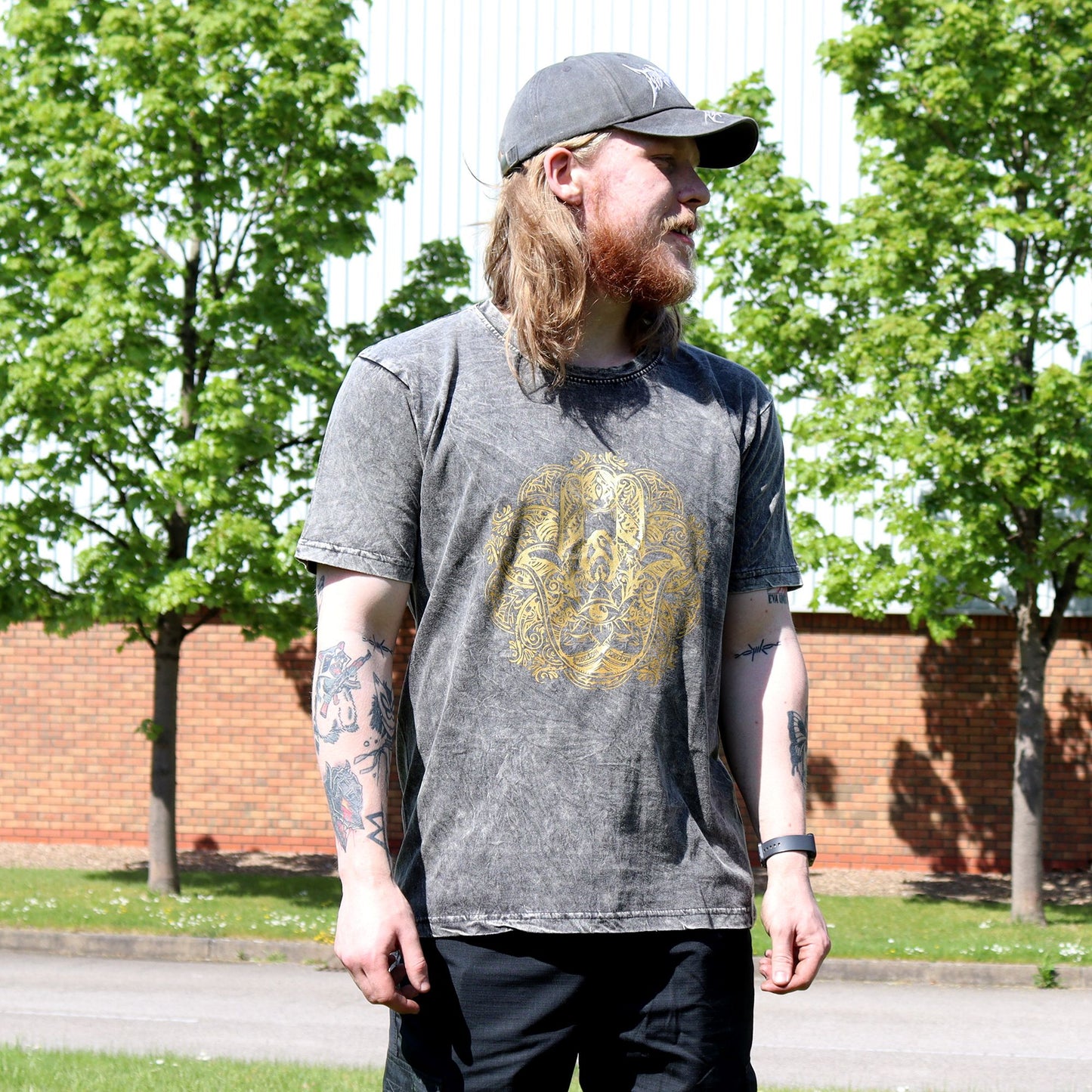 Nomad Sari Stonewashed T-Shirt – Hamsa – Dunkelgrau – Größe XL
