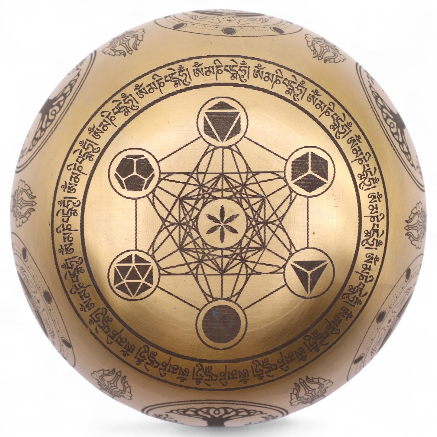 4er Set Gravierte Messing-Klangschalen – Buddha Motiv (ca. 3,85kg)