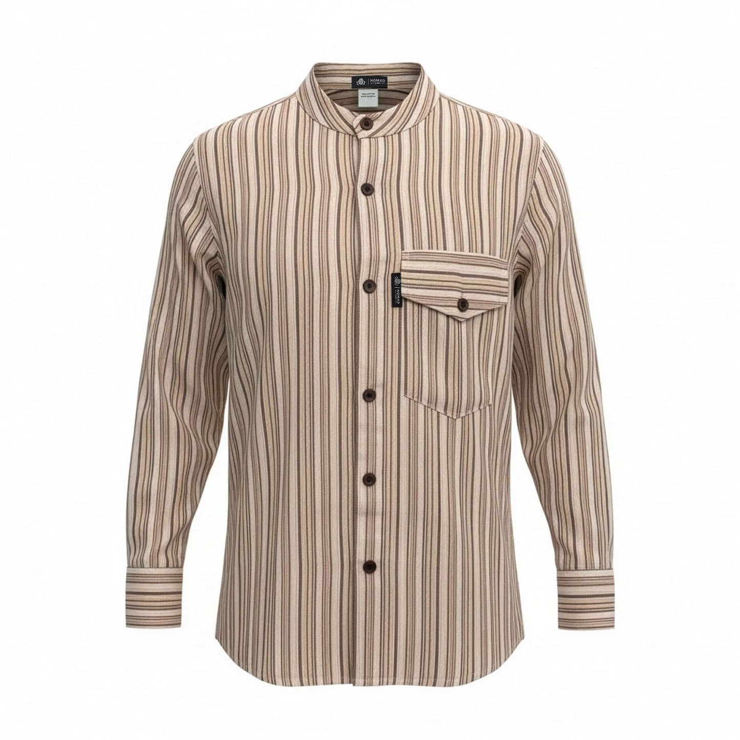 Nomad Sari Grandad Shirt – Brown Beige – Größe M