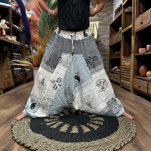Yoga & Festival Hose – Aladdin Himalayan Print – Grau