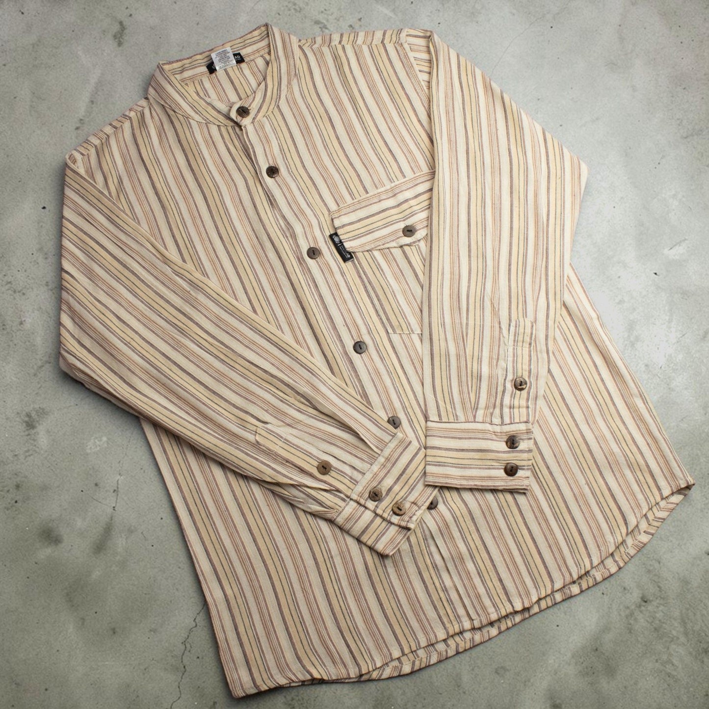 Nomad Sari Grandad Shirt – Brown Beige – Größe M
