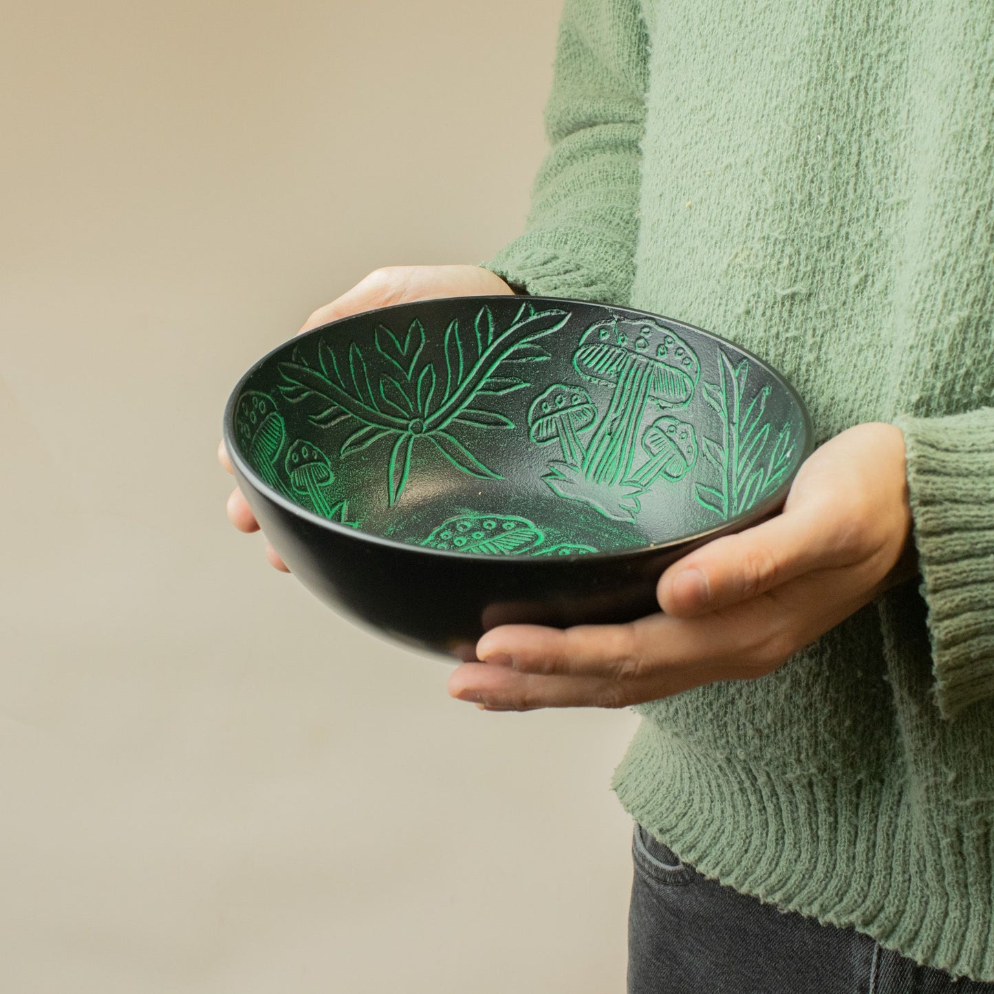 Aluminium Klangschale Magic Mushroom – Grün 20cm