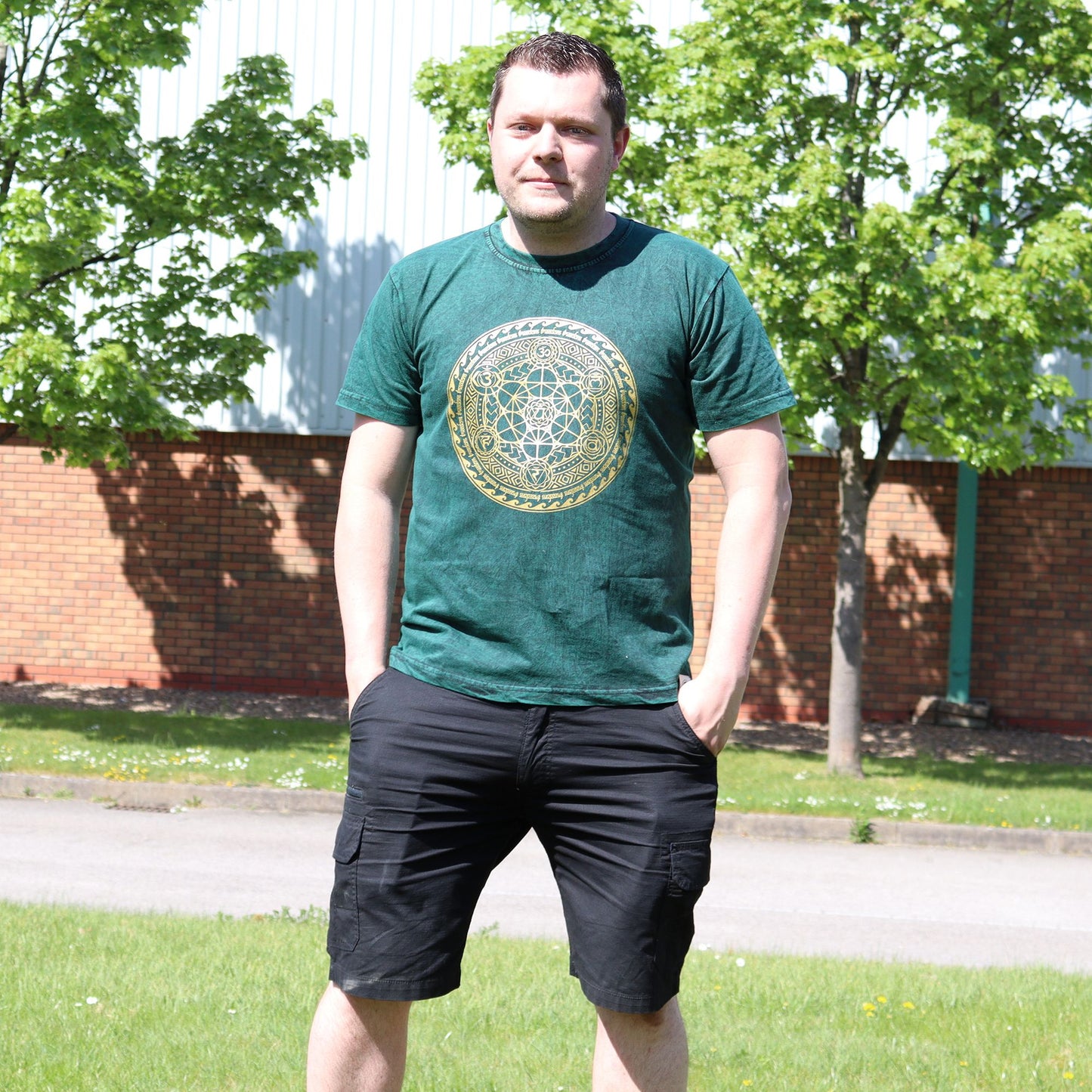 Nomad Sari Stonewashed T-Shirt – Chakra – Grün – Größe XL