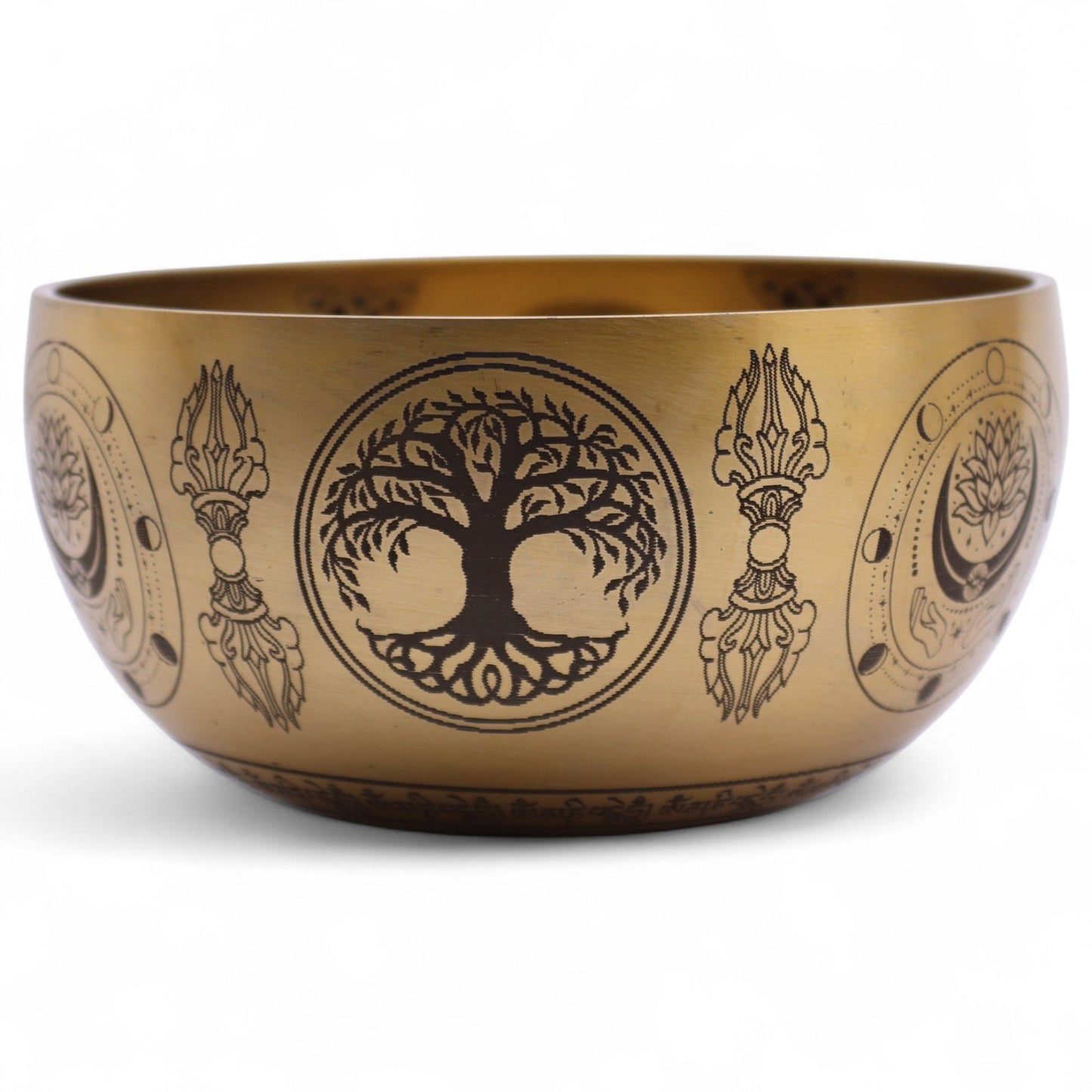 4er Set Gravierte Messing-Klangschalen – Buddha Motiv (ca. 3,85kg)