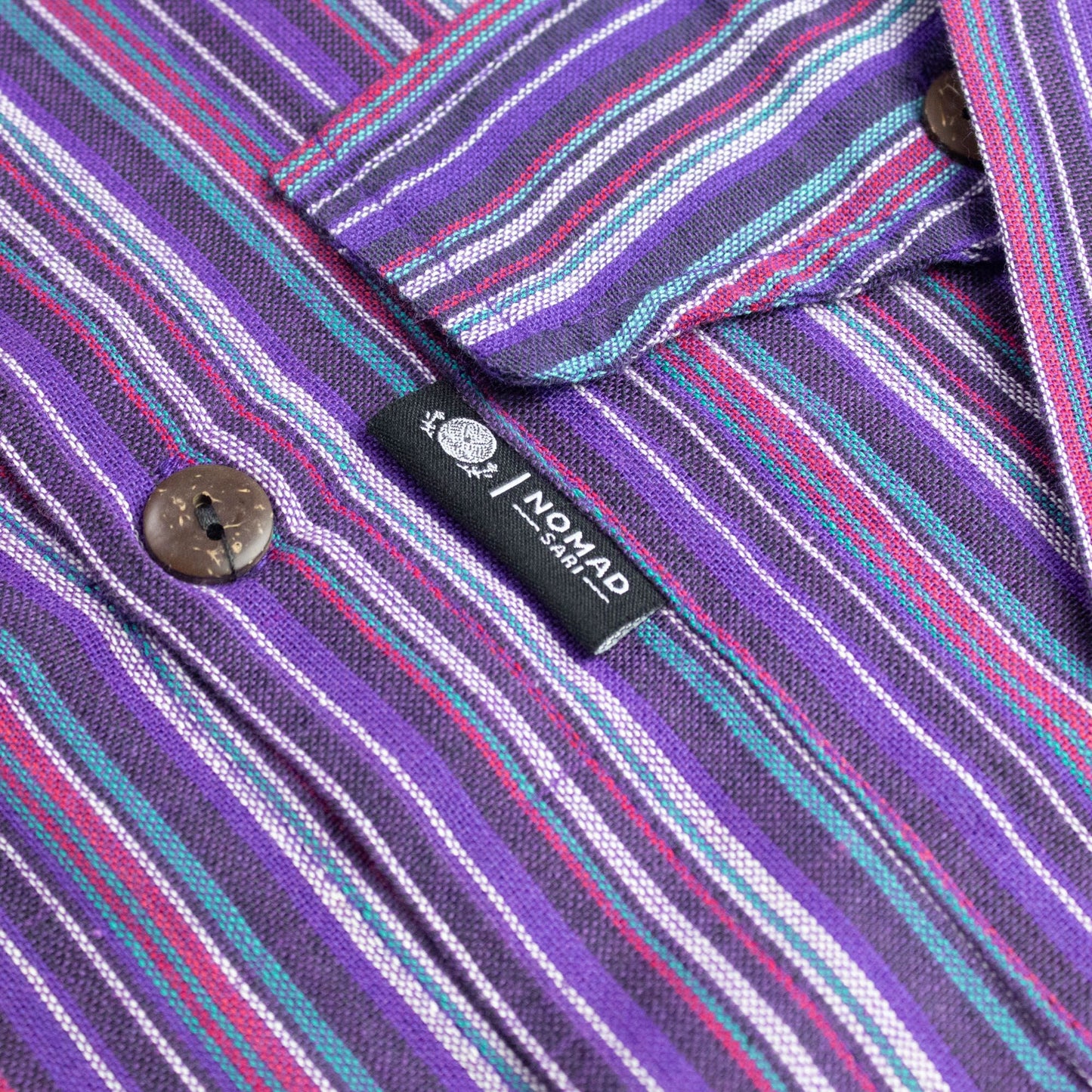 Nomad Sari Grandad Shirt – Black Purple – Größe L