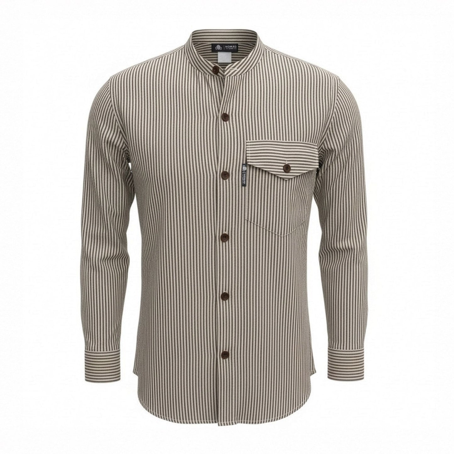 Nomad Sari Grandad Shirt – Grey Stone – Größe L