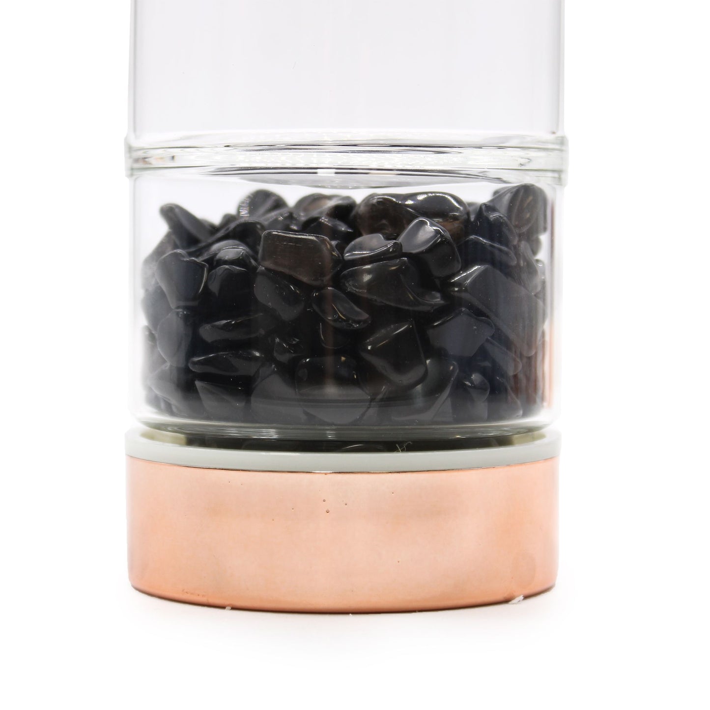 Kristallglas Tee-Infuser Flasche – Rosegold – Schwarzer Onyx