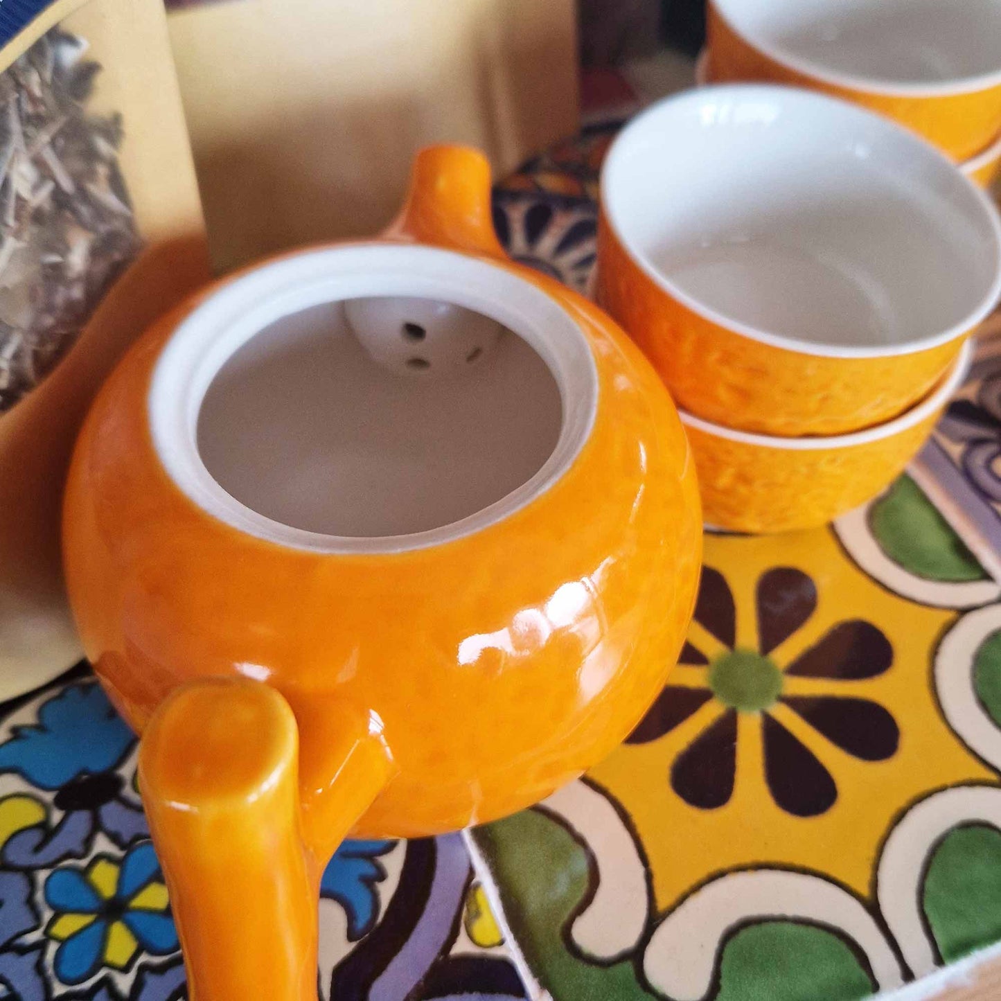 Kräuterteeset Orange – Kanne & 4 Tassen