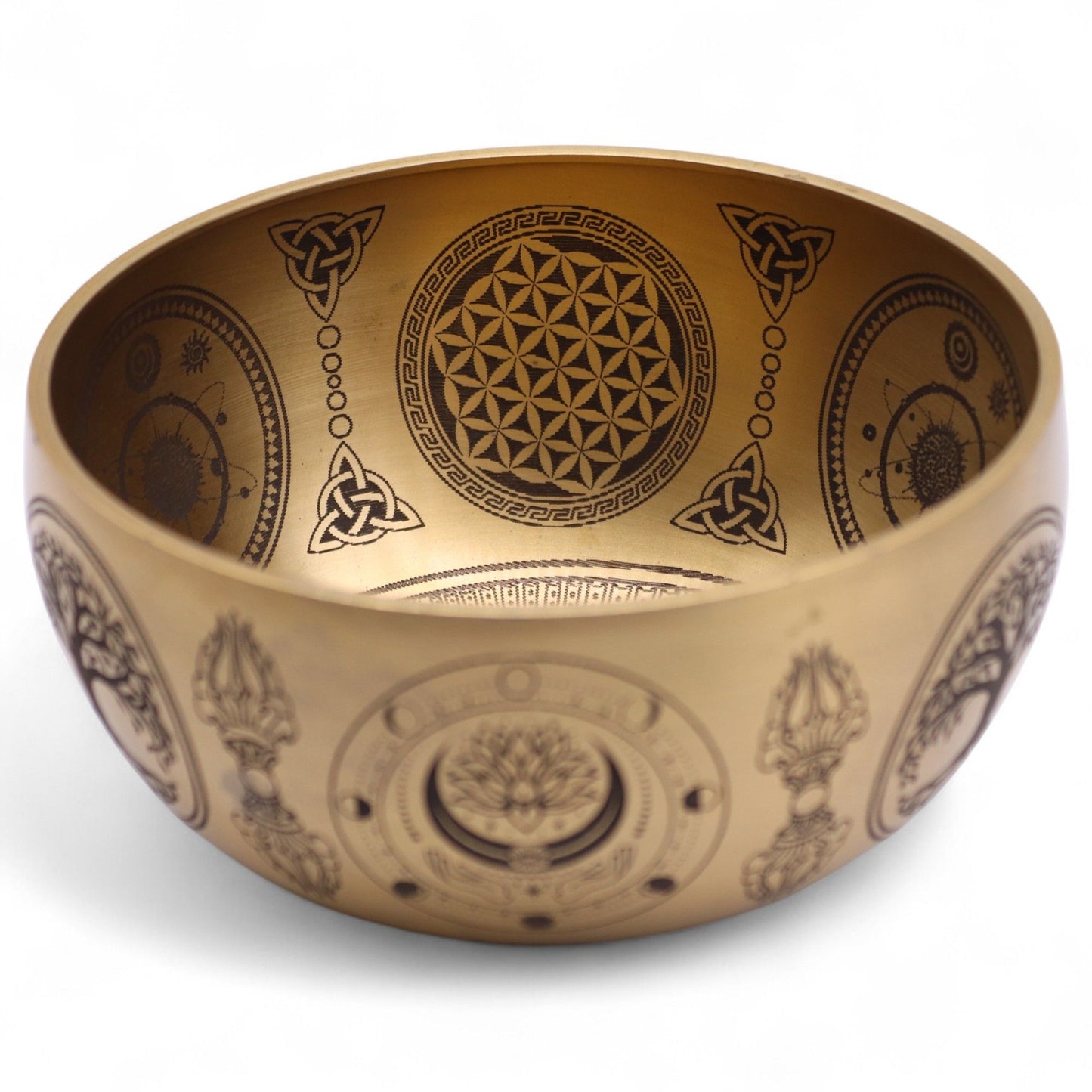 4er Set Gravierte Messing-Klangschalen – Buddha Motiv (ca. 3,85kg)