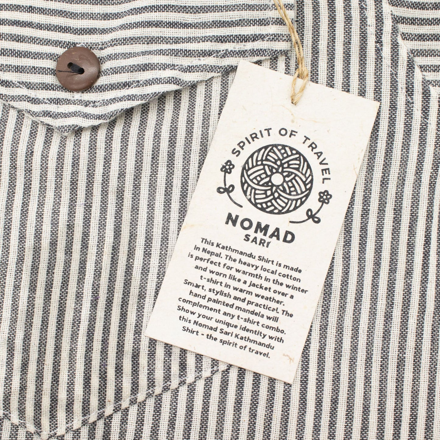 Nomad Sari Grandad Shirt – Grey Stone – Größe L