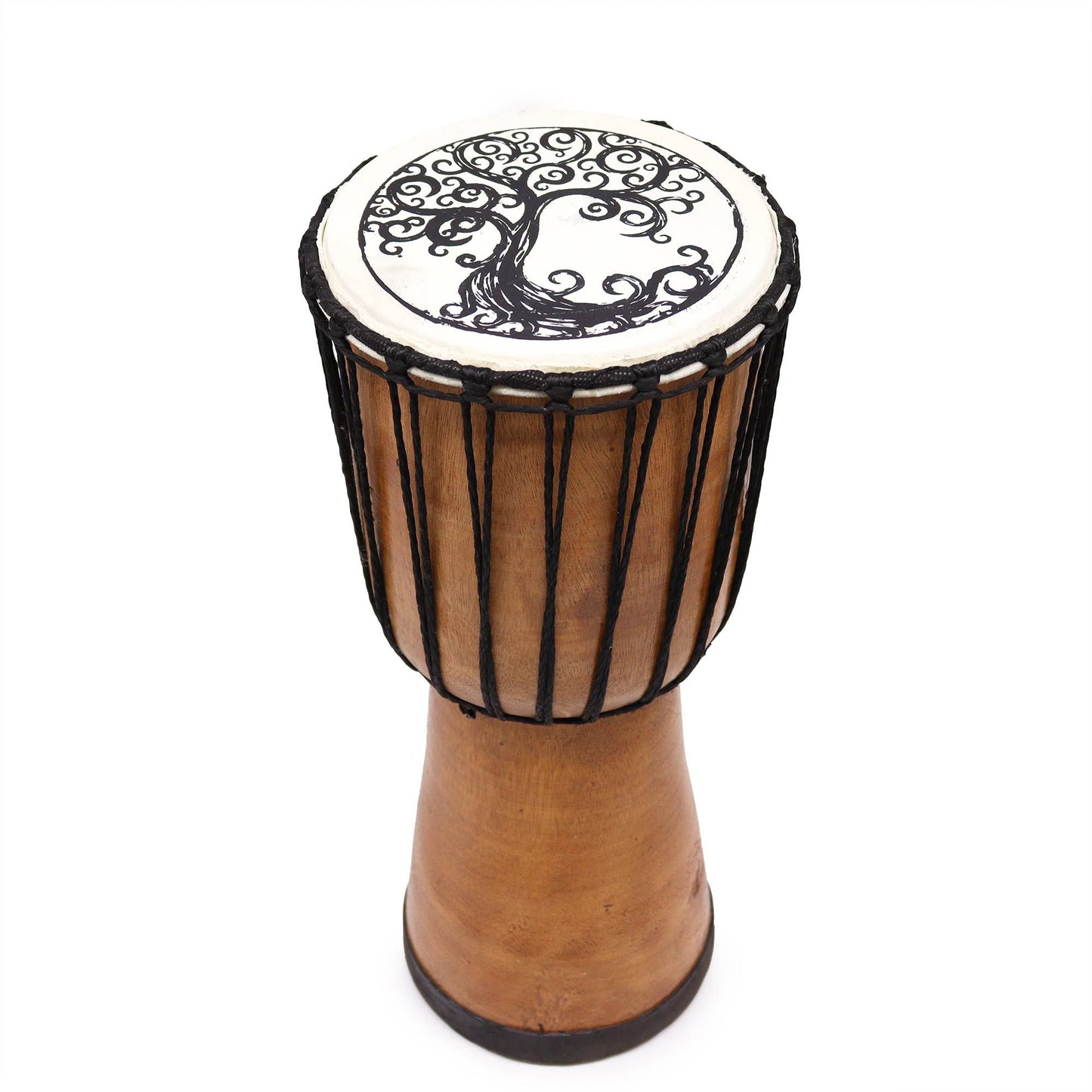 Handgefertigte Djembe Trommel mit breitem Kopf – Lebensbaum 40cm