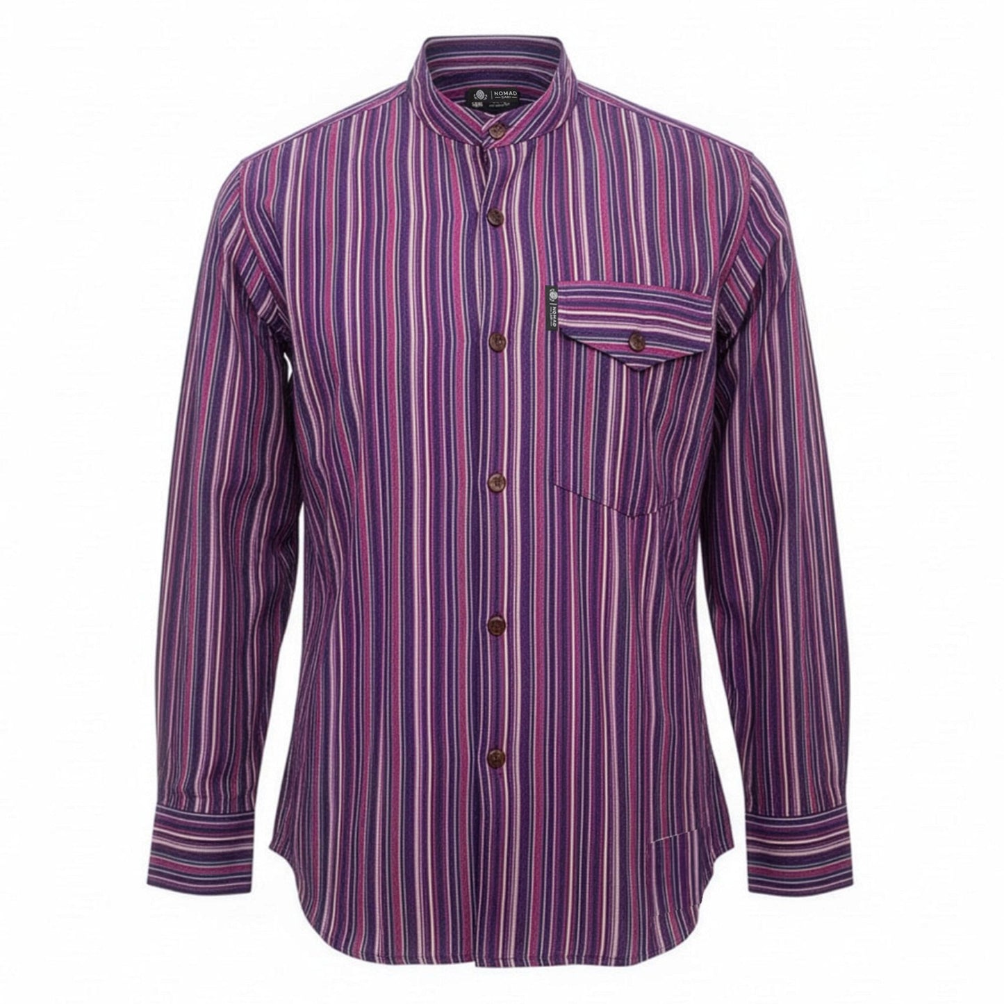 Nomad Sari Grandad Shirt – Black Purple – Größe XL