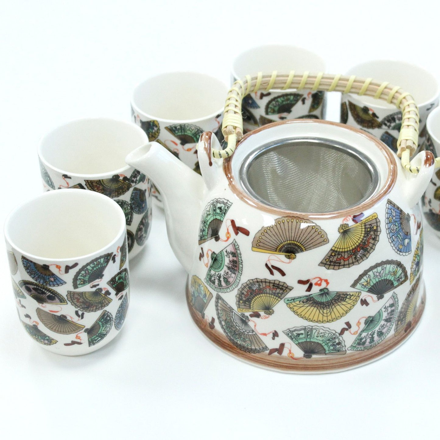 Kräuterteeset – Chinesische Fächer (Kanne & 6 Tassen)