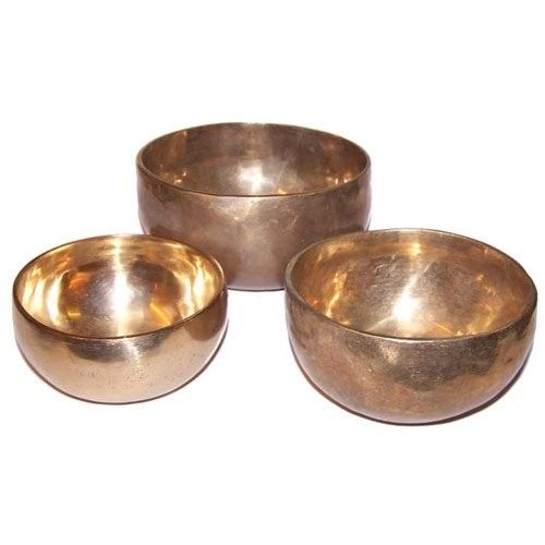 3er Set Handgefertigte Messing-Klangschalen – Tibetisch