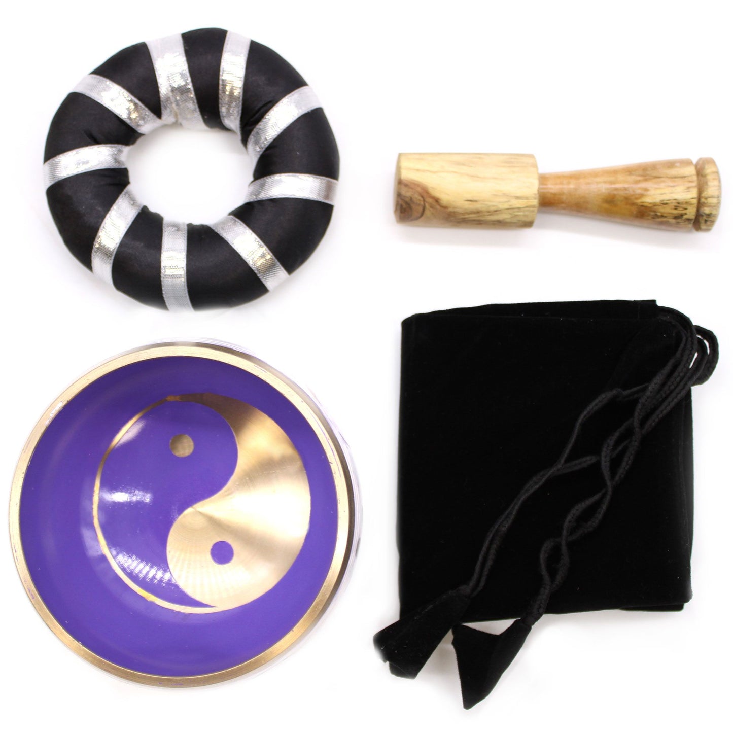 Tibetische Klangschalen-Set Yin & Yang – Weiß/Lila 10,7cm