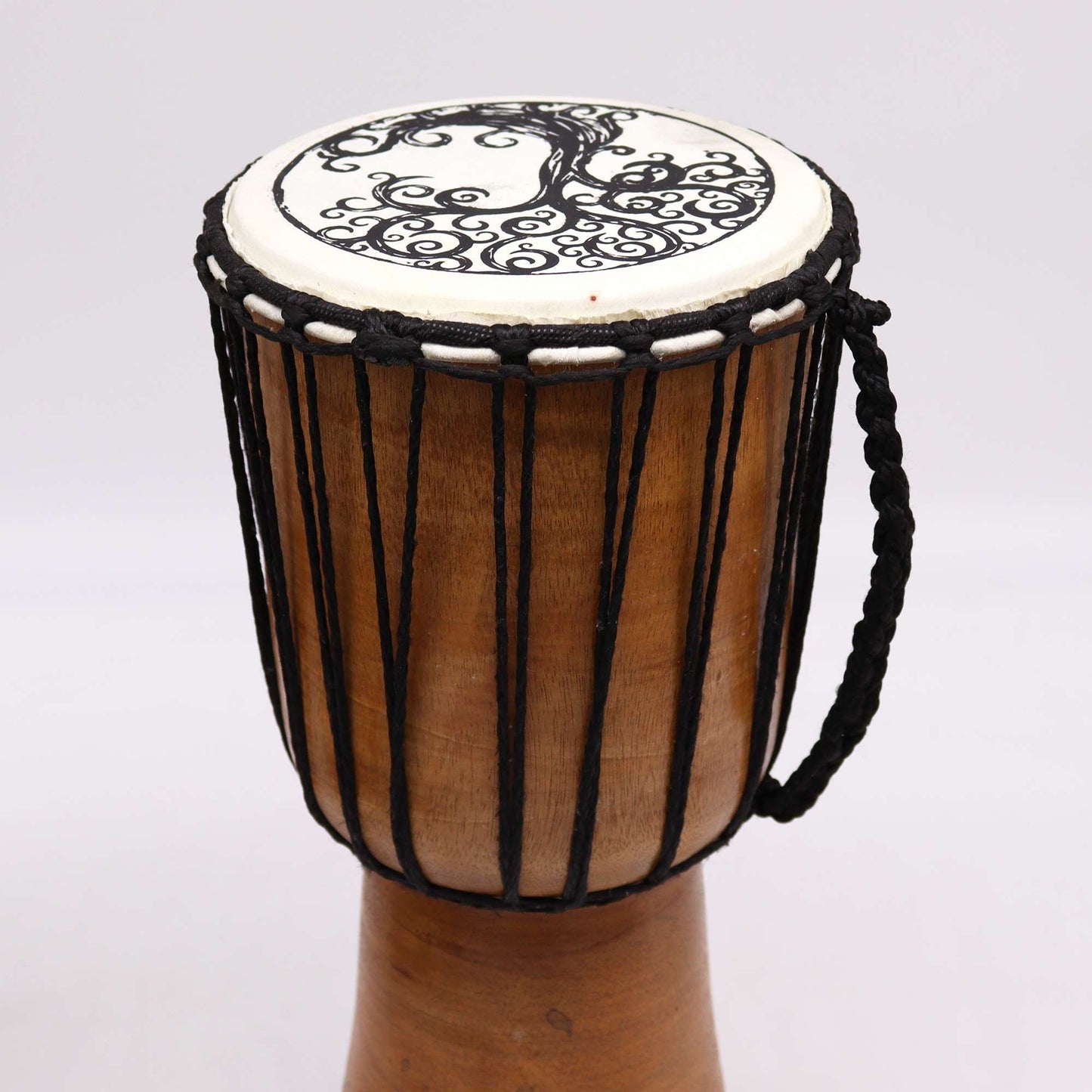 Handgefertigte Djembe Trommel mit breitem Kopf – Lebensbaum 40cm