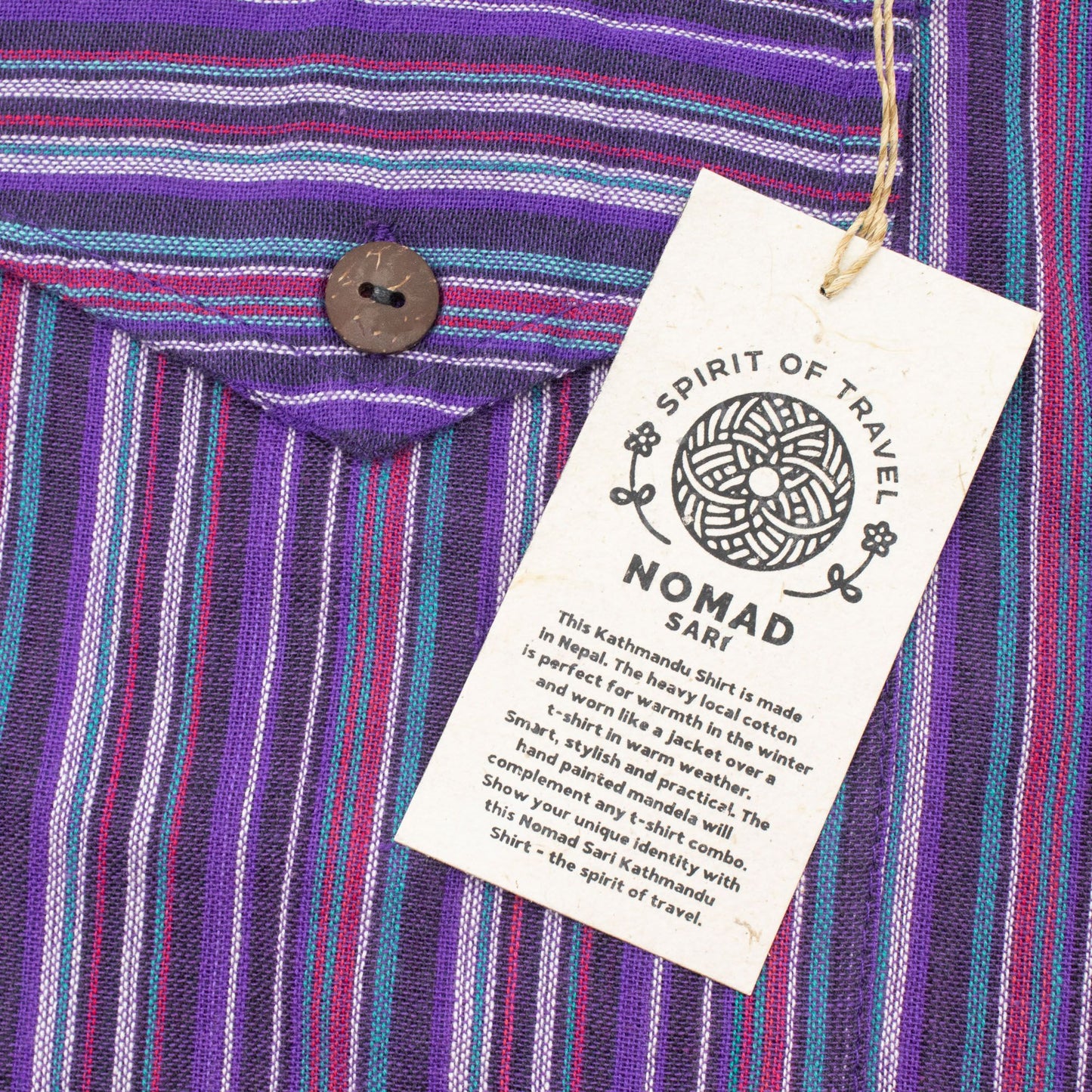 Nomad Sari Grandad Shirt – Black Purple – Größe XL