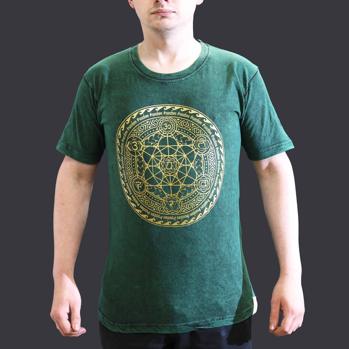 Nomad Sari Stonewashed T-Shirt – Chakra – Grün – Größe S