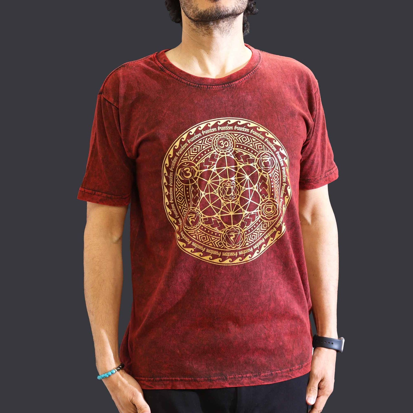 Nomad Sari Stonewashed T-Shirt – Chakra – Weinrot – Größe M