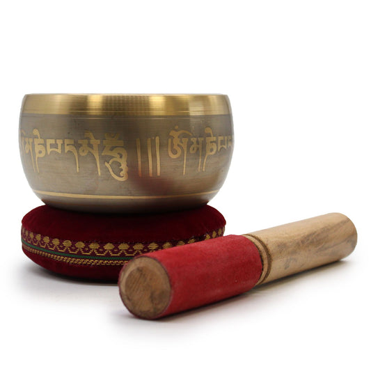 Große Tibetische Klangschale Fünf Buddhas – Messing
