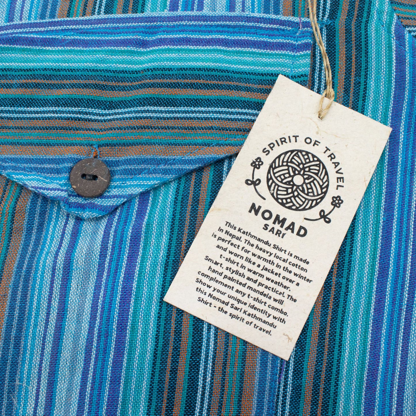 Nomad Sari Grandad Shirt – Türkis – Größe L