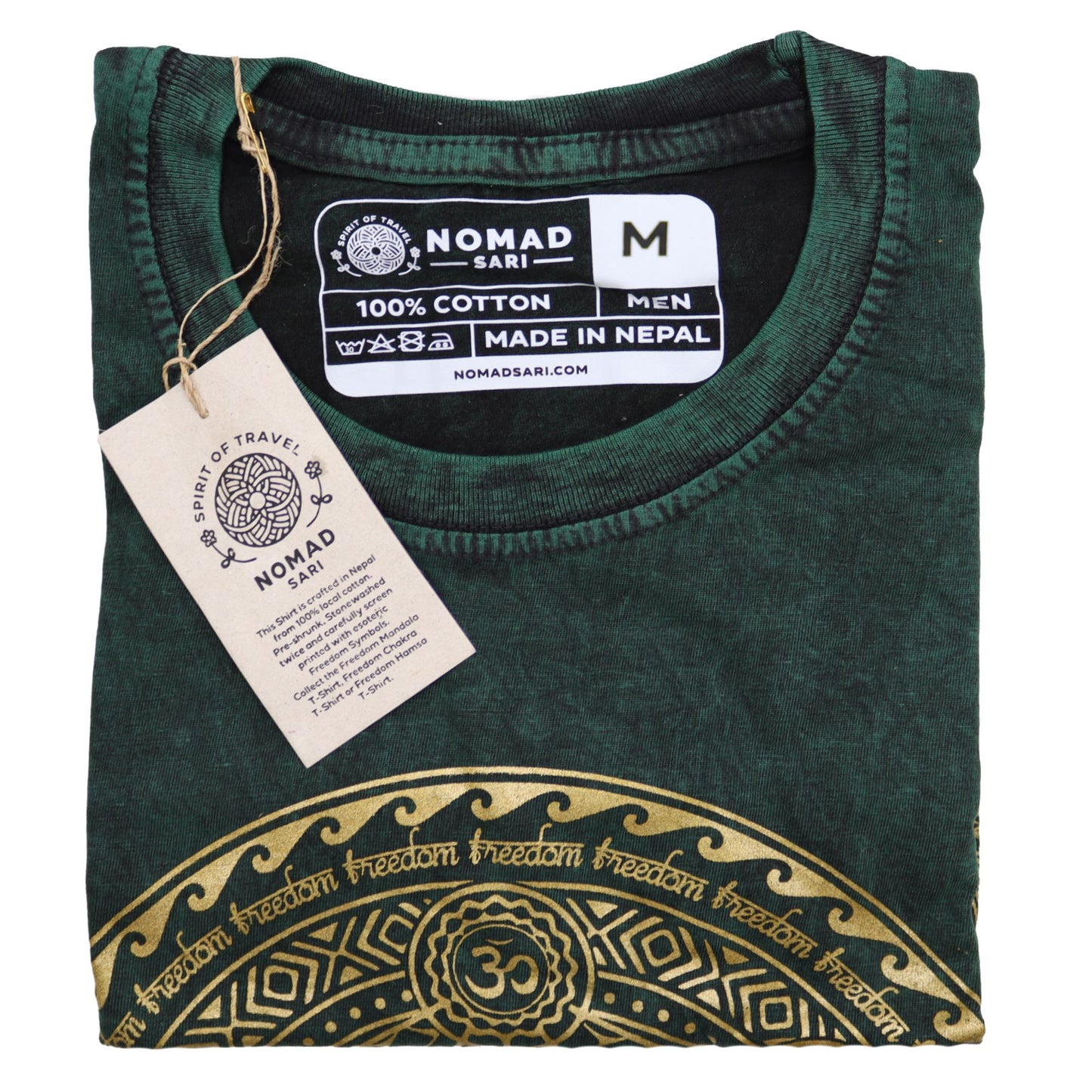 Nomad Sari Stonewashed T-Shirt – Chakra – Grün – Größe M