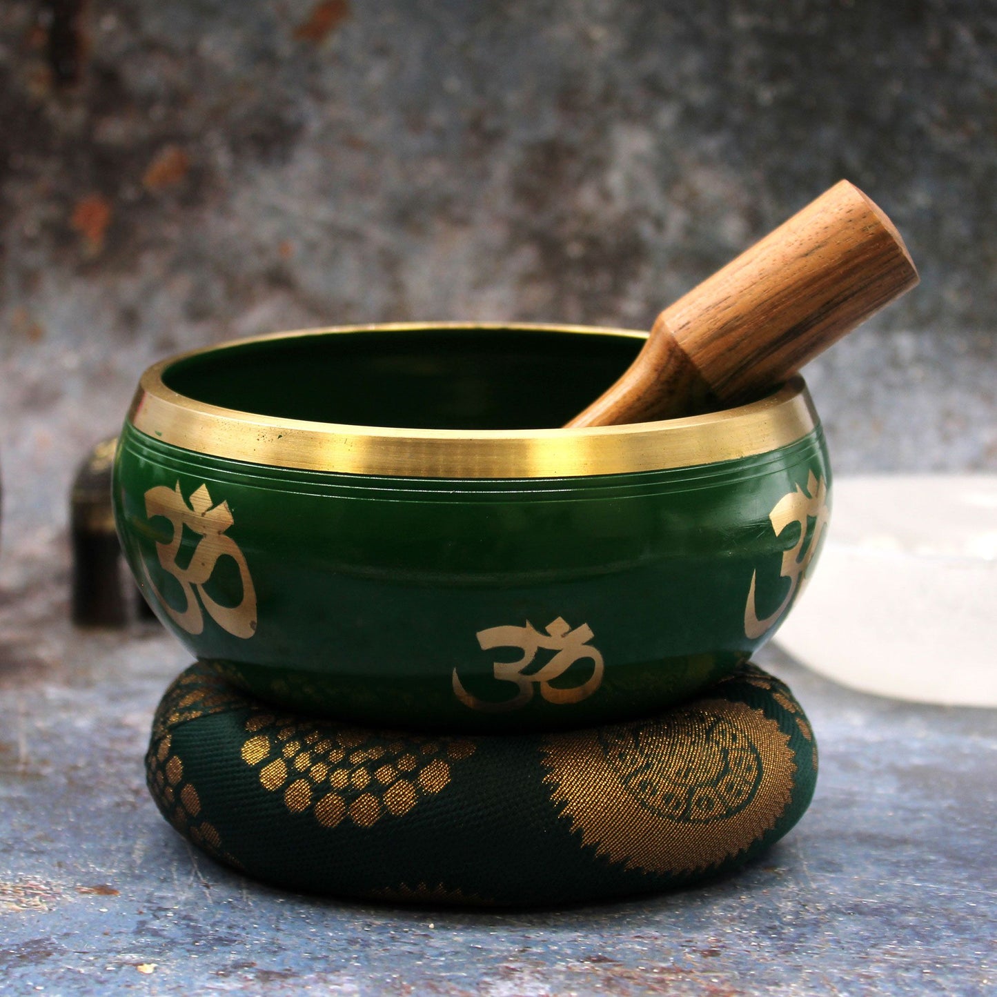 Tibetische Klangschalen-Set Lebensbaum – Grün 14cm (Groß)
