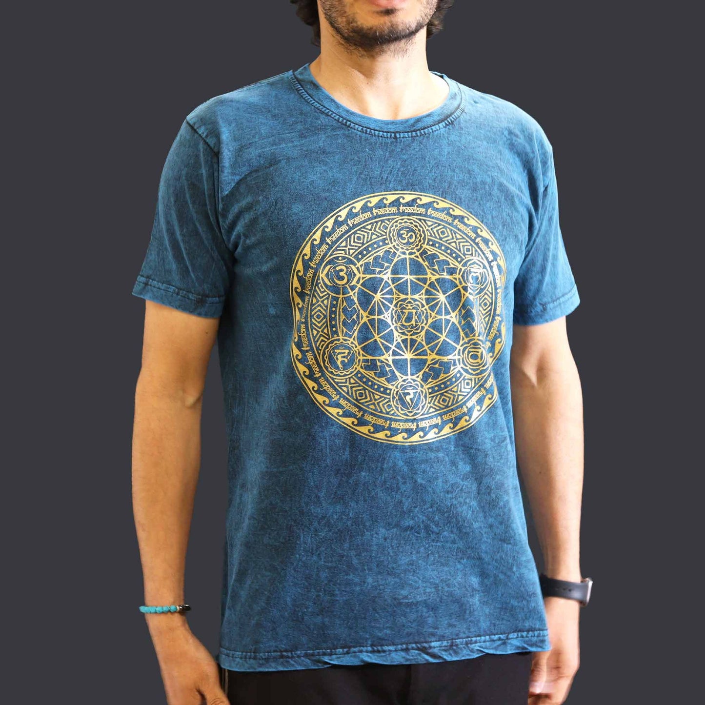 Nomad Sari Stonewashed T-Shirt – Chakra – Blau – Größe M