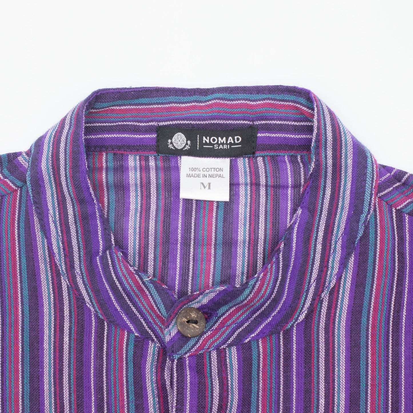 Nomad Sari Grandad Shirt – Black Purple – Größe M