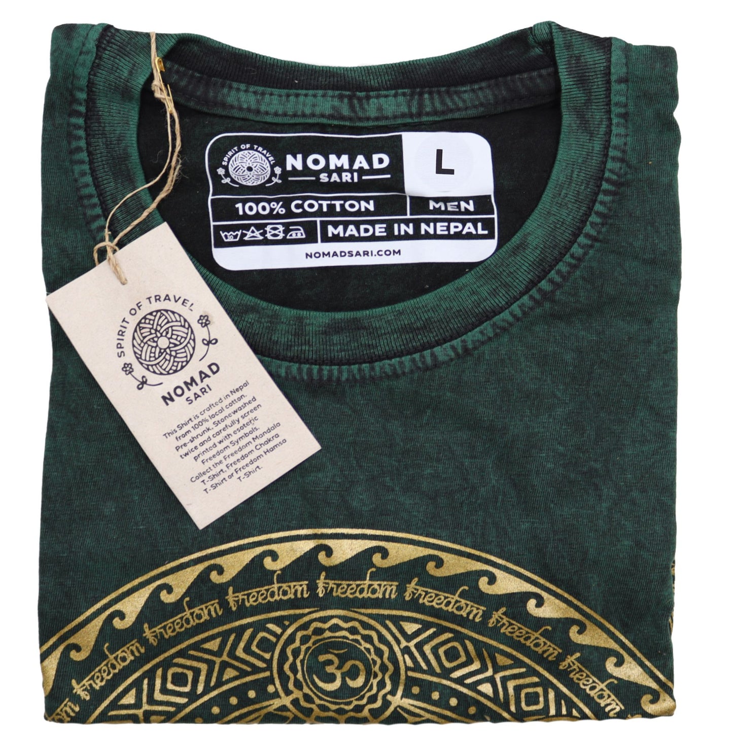 Nomad Sari Stonewashed T-Shirt – Chakra – Grün – Größe L