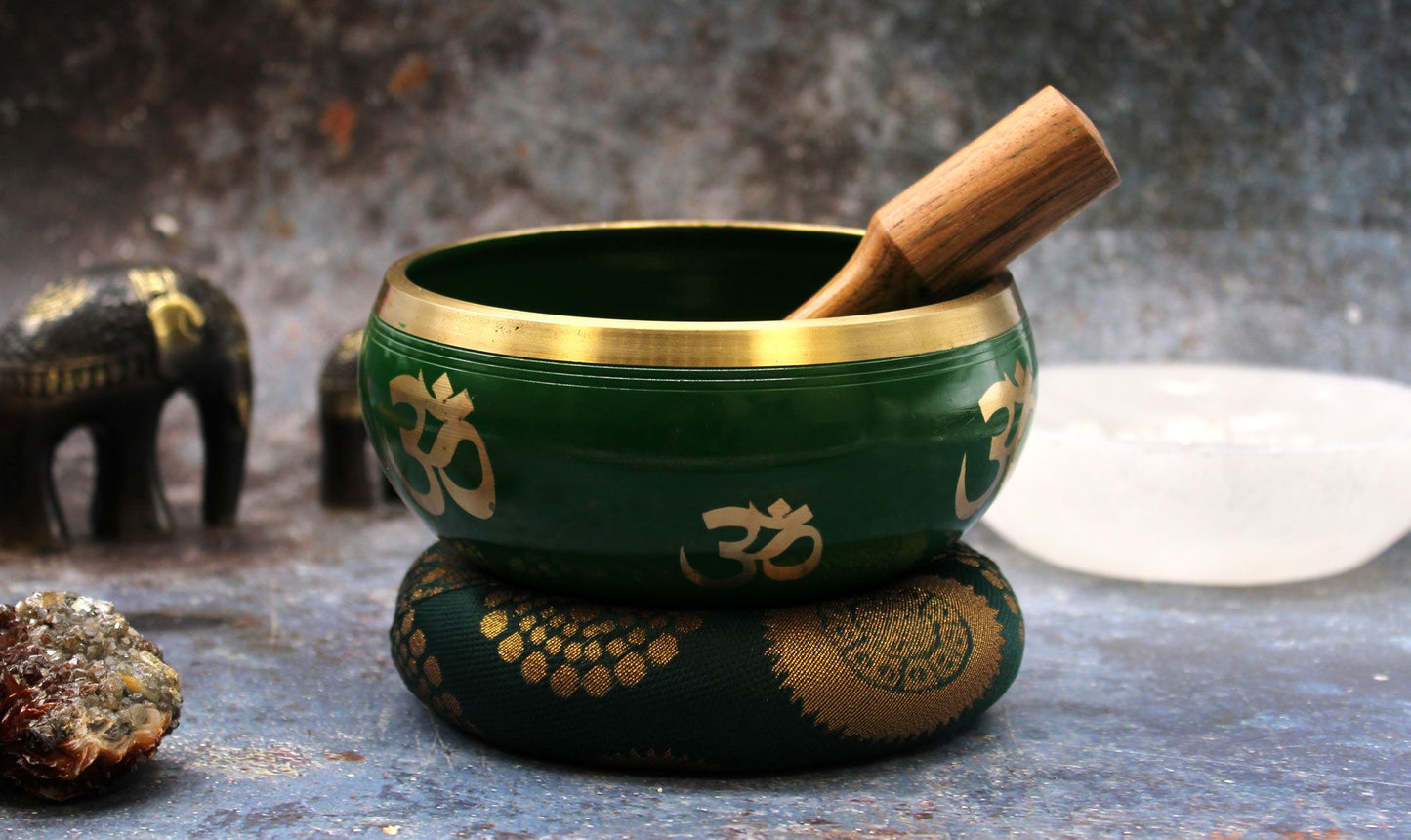 Tibetische Klangschalen-Set Lebensbaum – Grün 14cm (Groß)