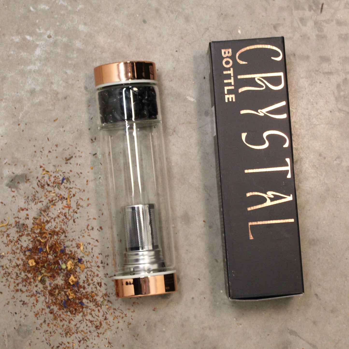 Kristallglas Tee-Infuser Flasche – Rosegold – Roter Jaspis