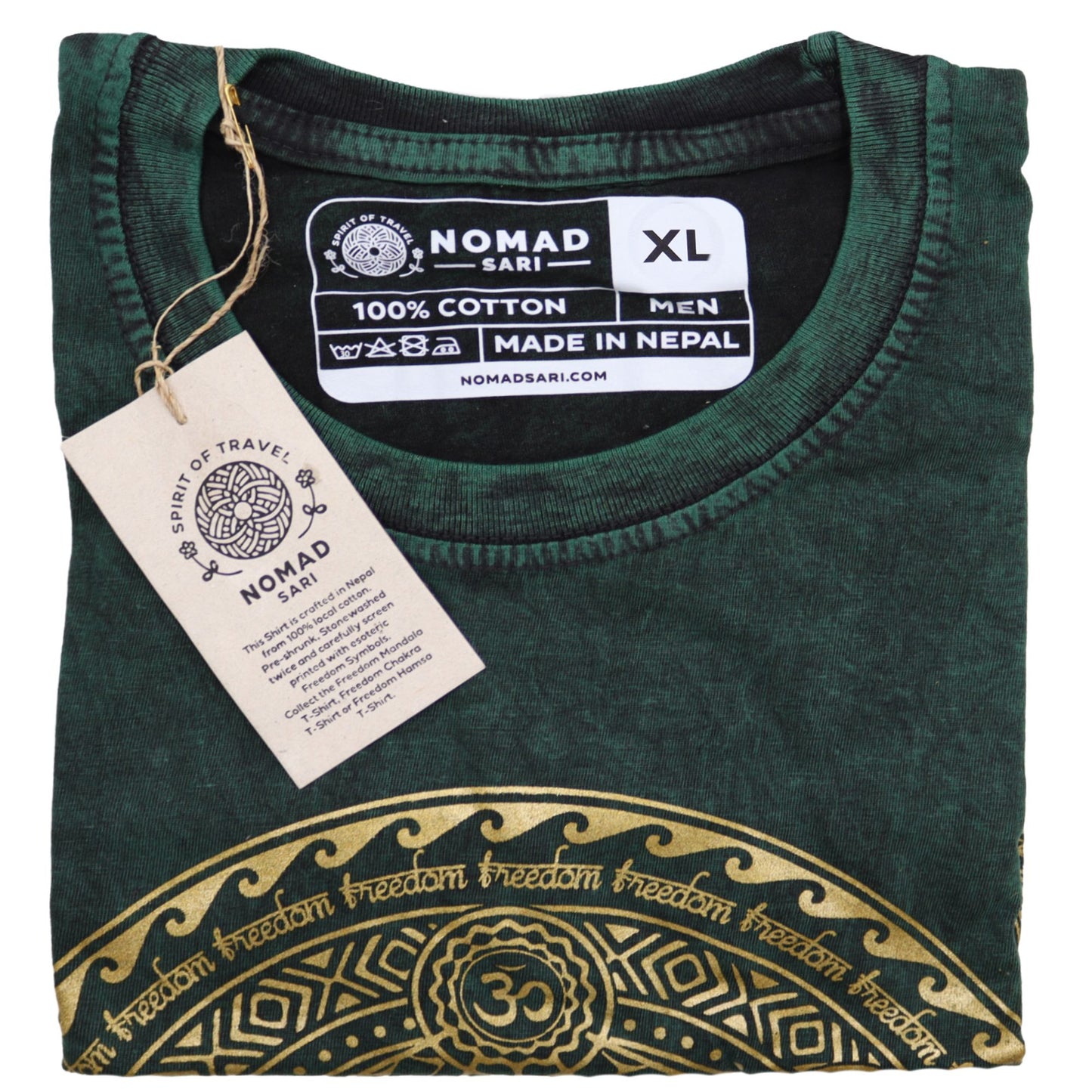 Nomad Sari Stonewashed T-Shirt – Chakra – Grün – Größe XL