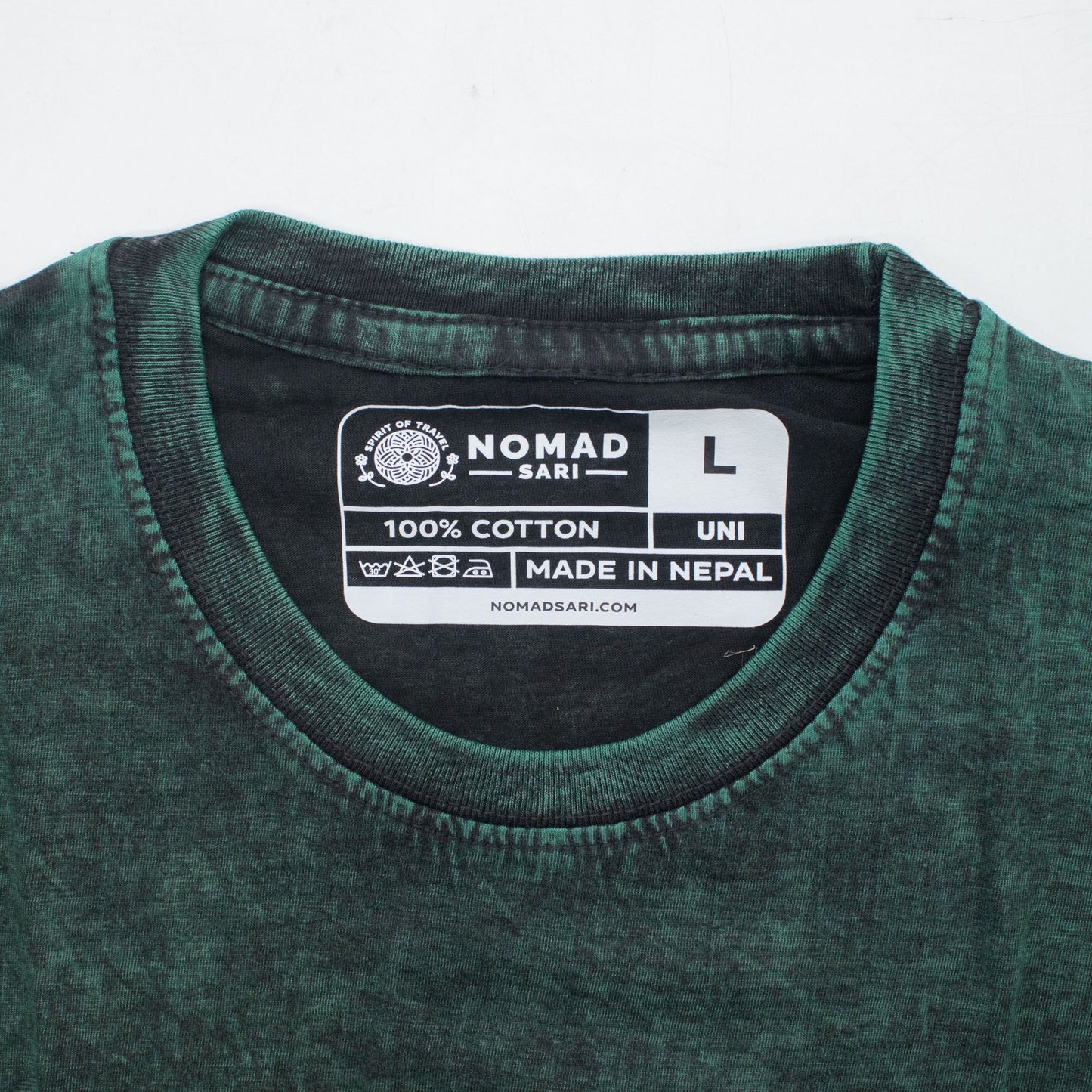 Nomad Sari Stonewashed T-Shirt – Lebensbaum – Grün – Größe L